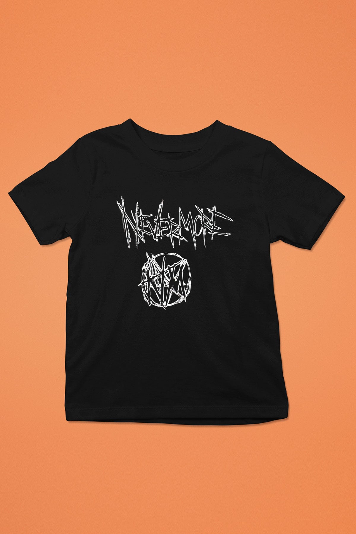 Nevermore Baskılı Unisex Siyah Çocuk Tişört - Tshirt
