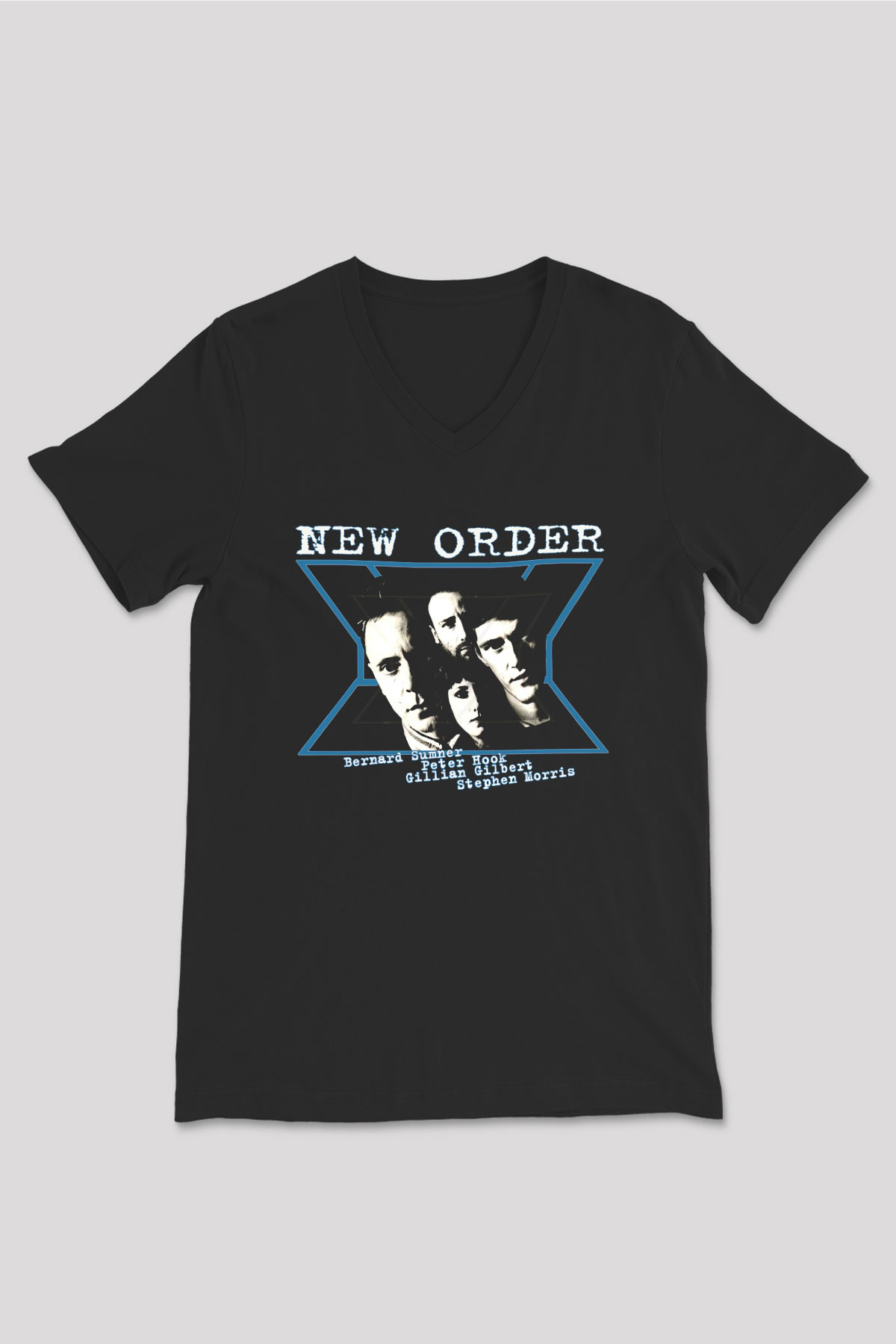 New Order Siyah Unisex V Yaka Tişört T-Shirt