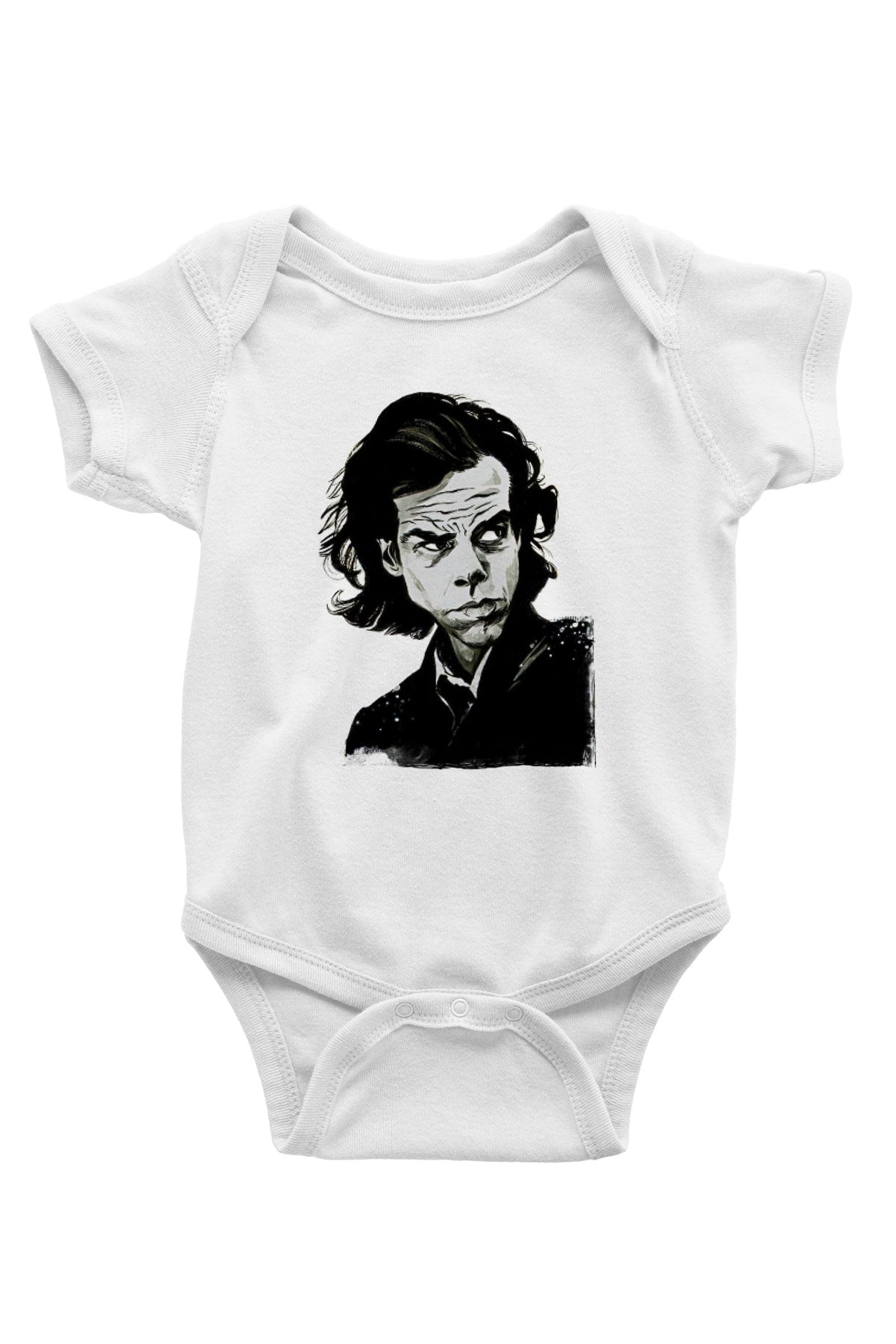 Nick Cave Baskılı Beyaz Unisex Bebek Body - Zıbın