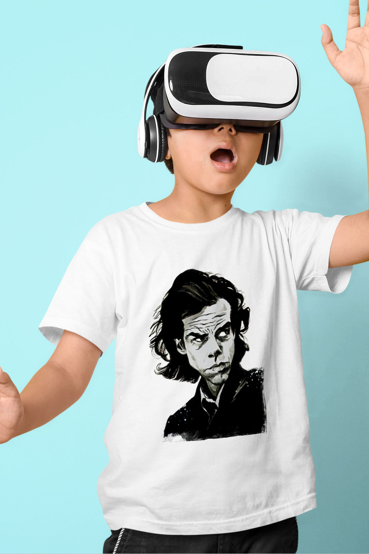 Nick Cave Baskılı Beyaz Unisex Beyaz Çocuk Tişört - Tshirt