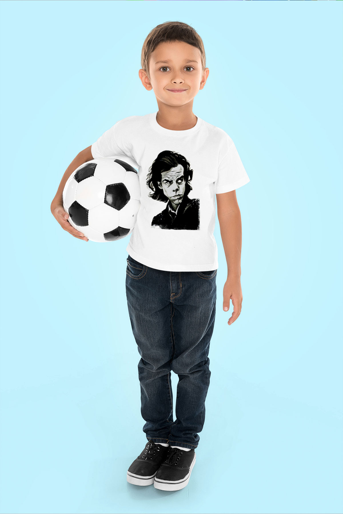Nick Cave Baskılı Beyaz Unisex Beyaz Çocuk Tişört - Tshirt