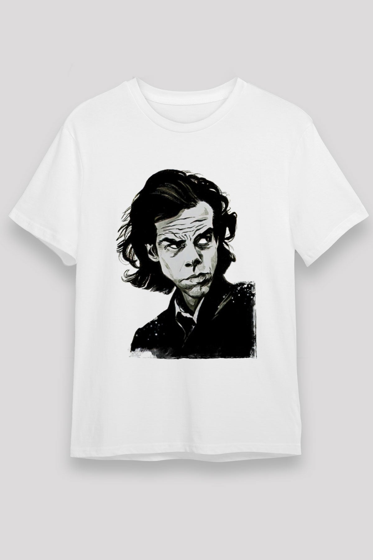 Nick Cave Baskılı Unisex Beyaz Tişört - Tshirt