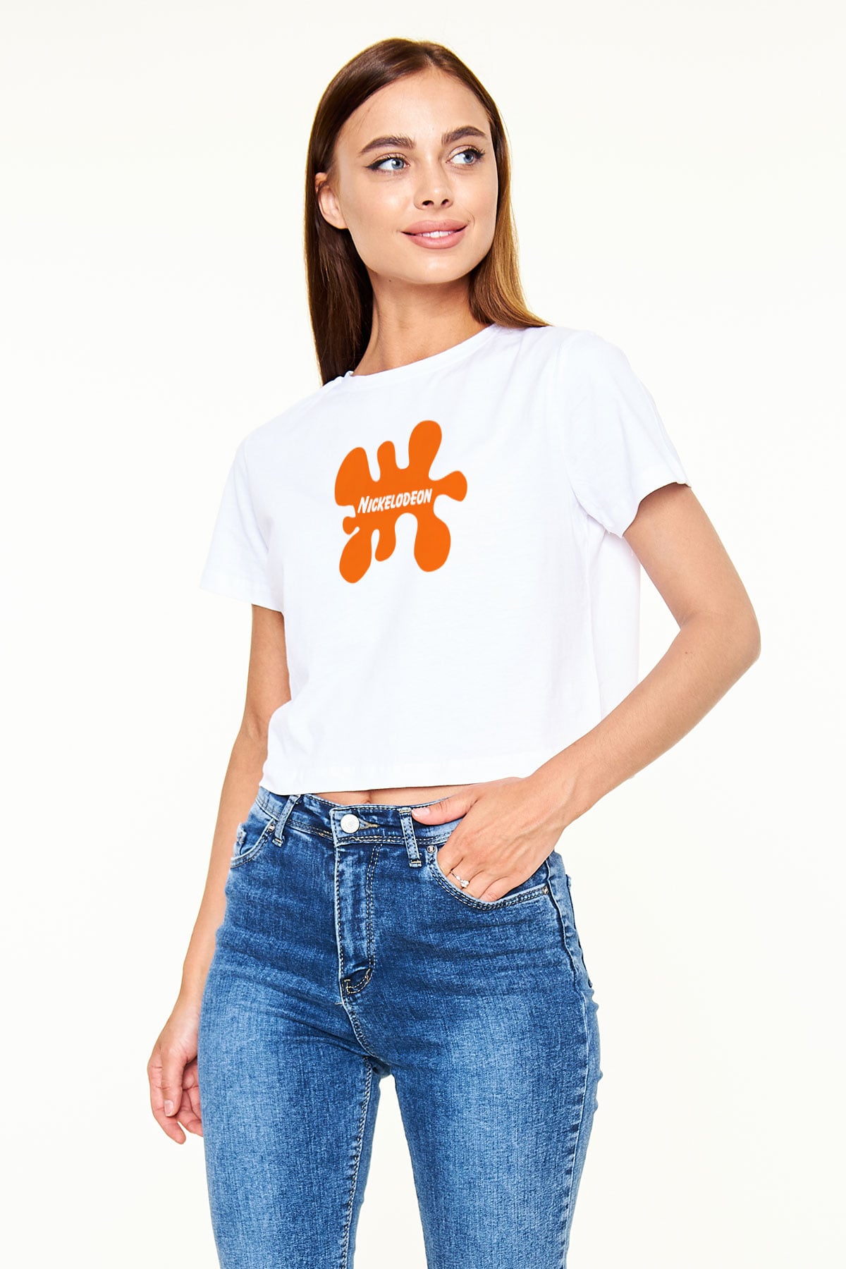 Nickelodeon Beyaz  Crop Top Tişört
