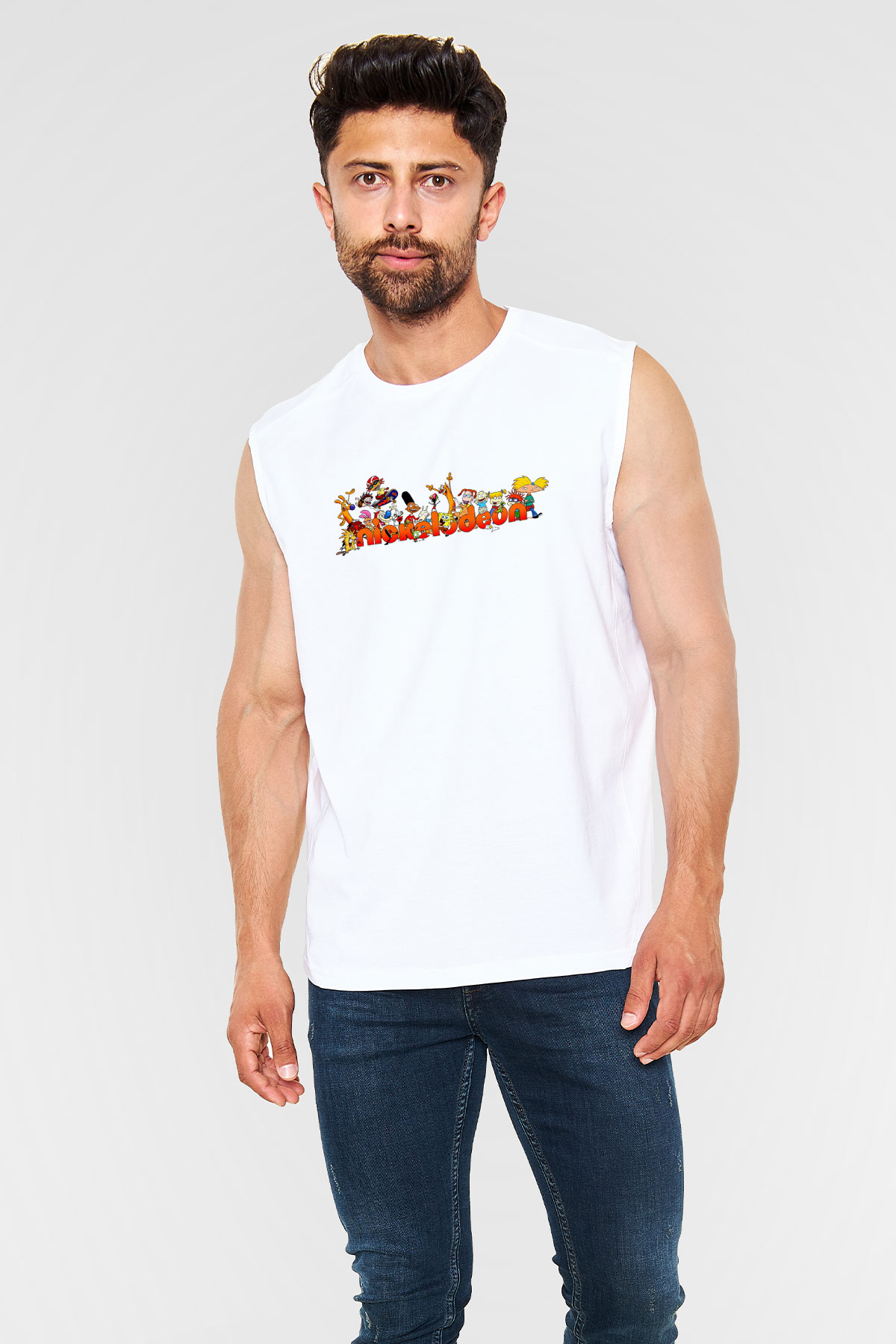 Nickelodeon Beyaz Unisex Kolsuz Tişört