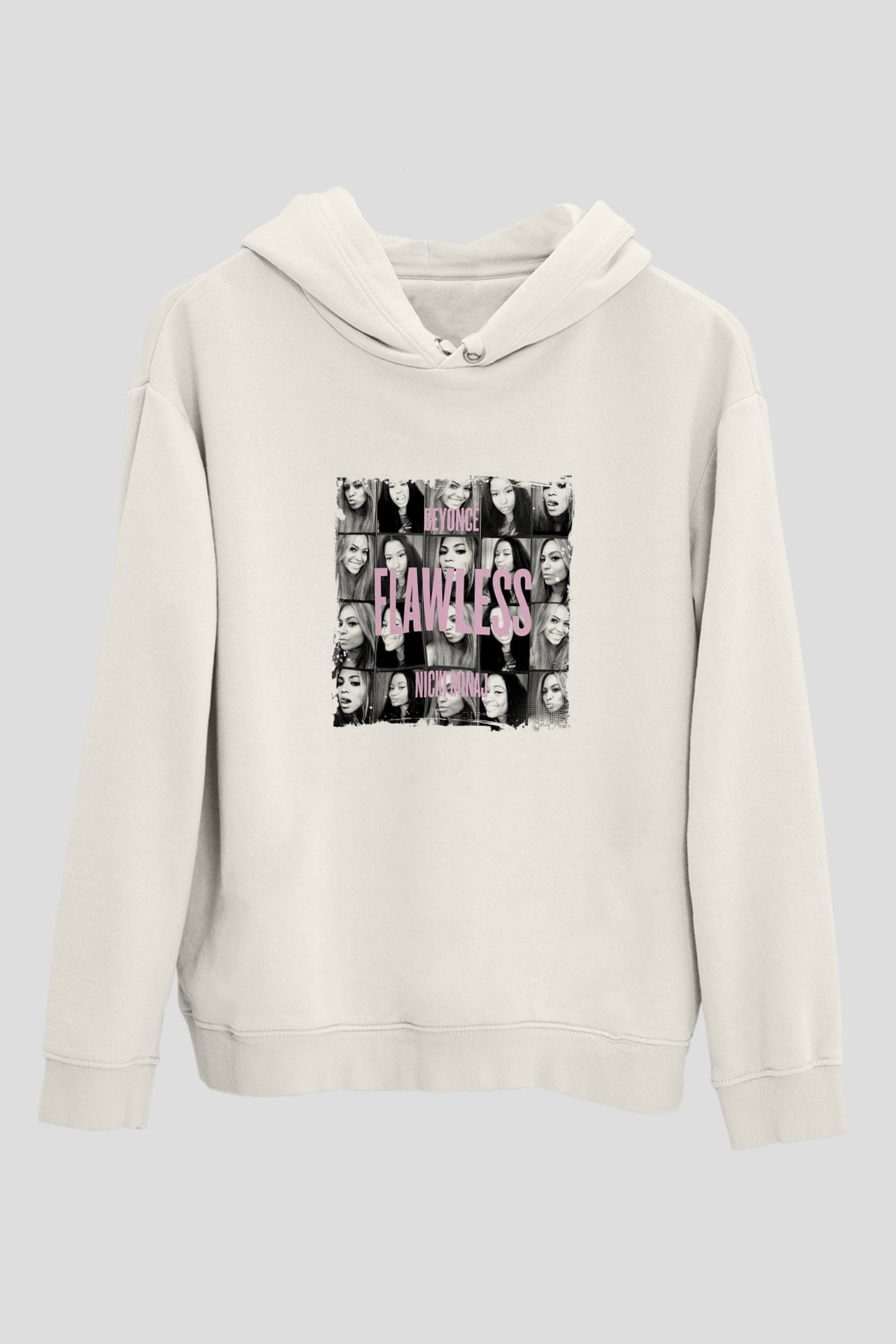Nicki Minaj Baskılı Unisex Beyaz Kapüşonlu Sweatshirt