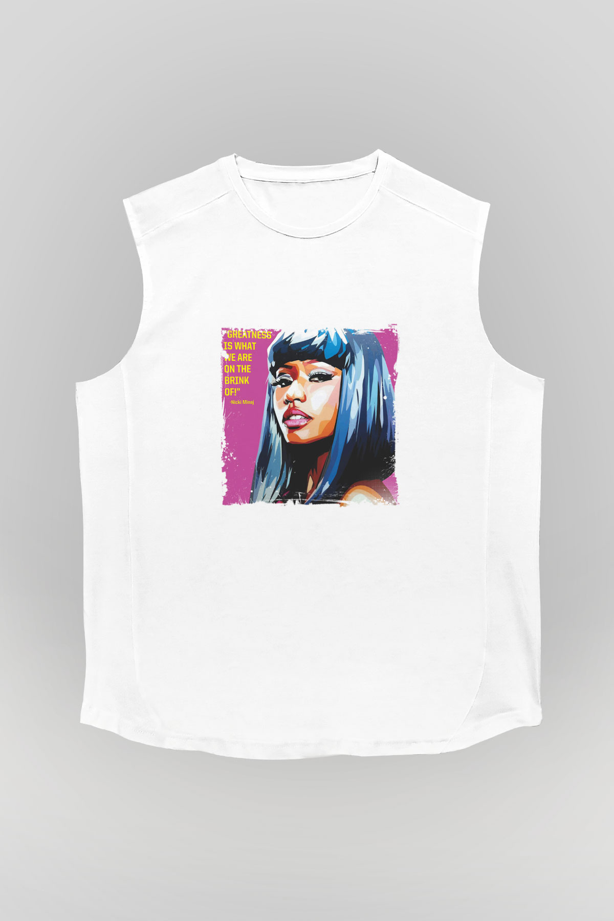 Nicki Minaj Baskılı Unisex Beyaz Kolsuz Tişört