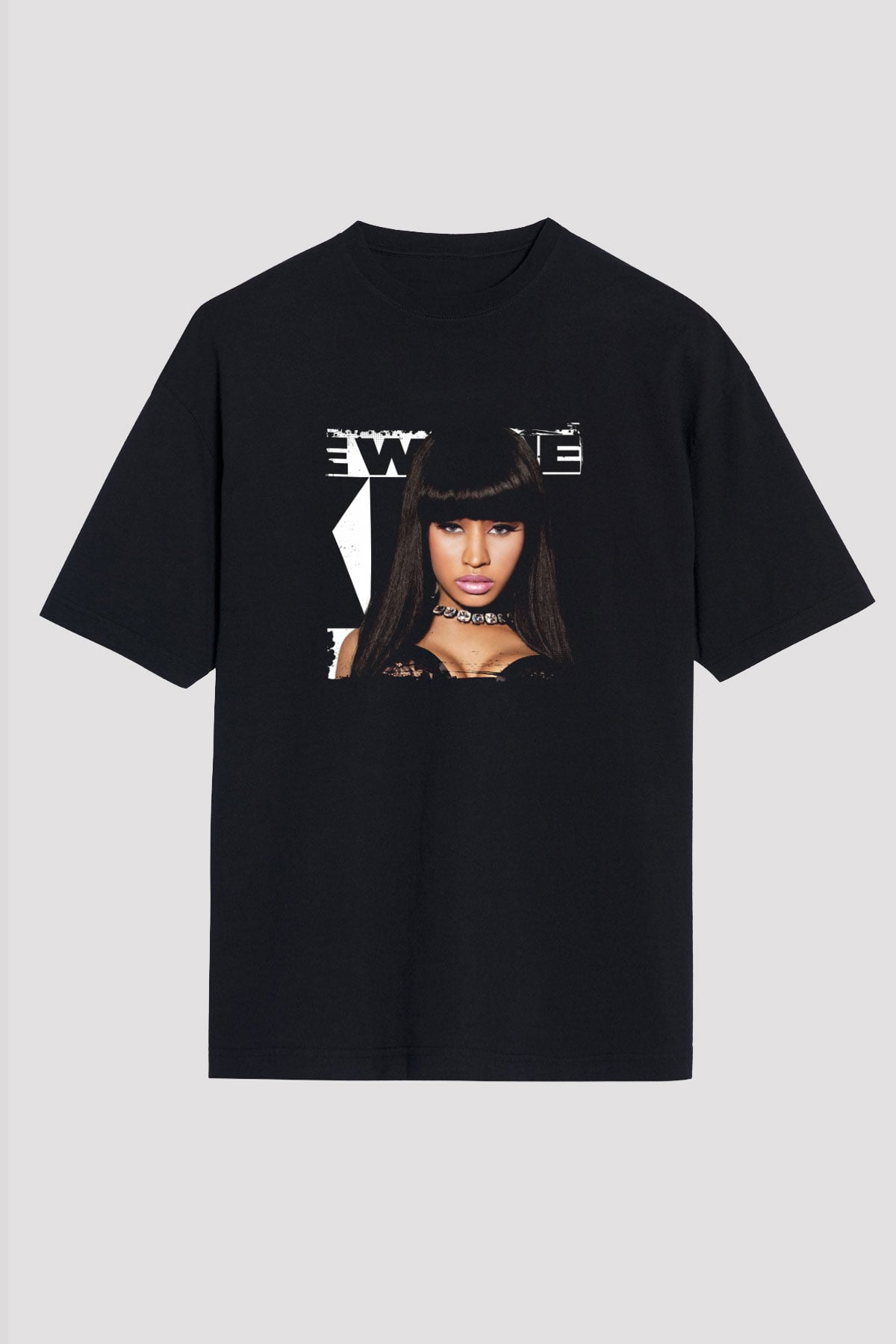 Nicki Minaj Baskılı Unisex Oversize Siyah Tişört