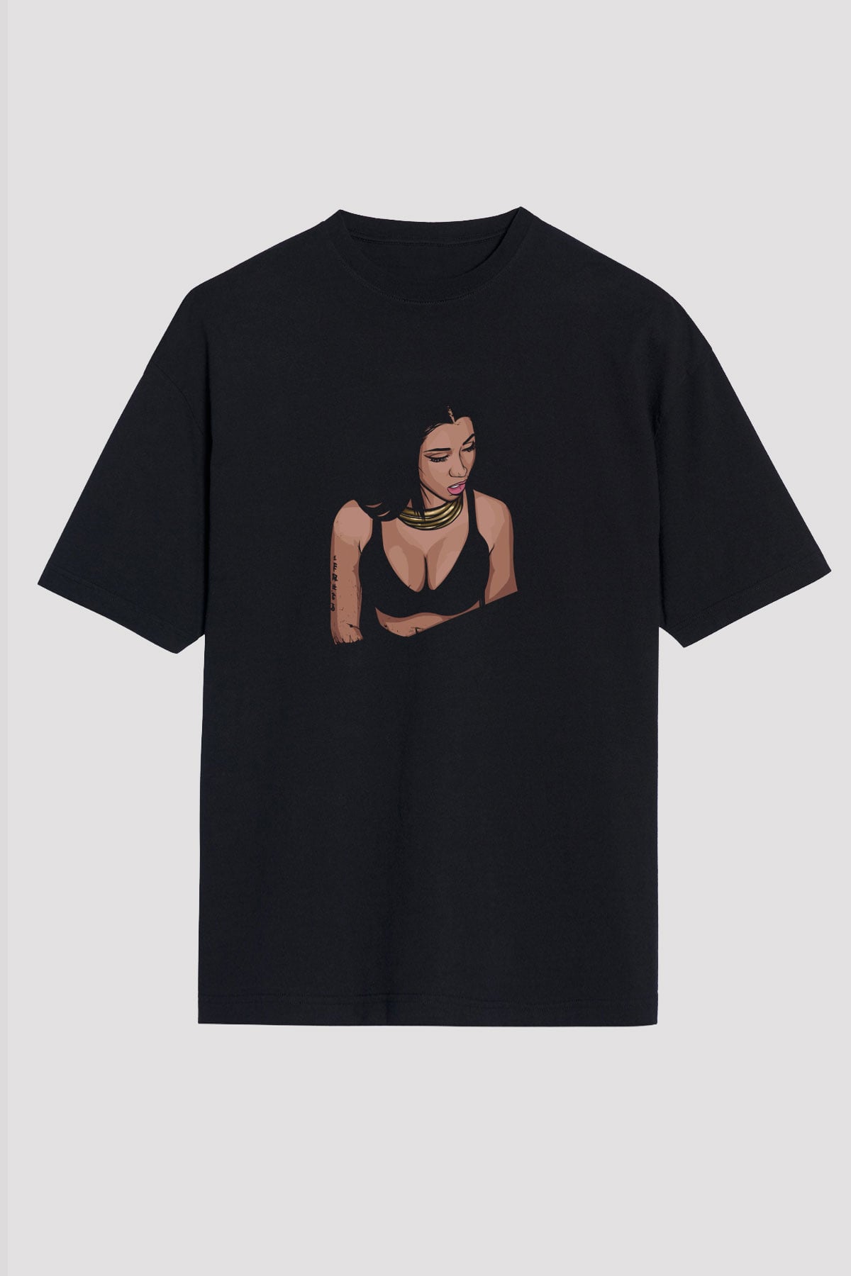 Nicki Minaj Baskılı Unisex Oversize Siyah Tişört