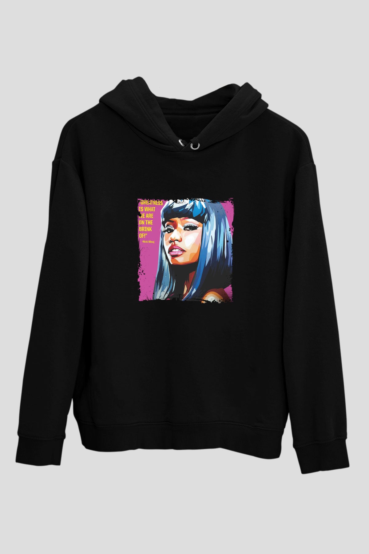 Nicki Minaj Baskılı Unisex Siyah Hoodie