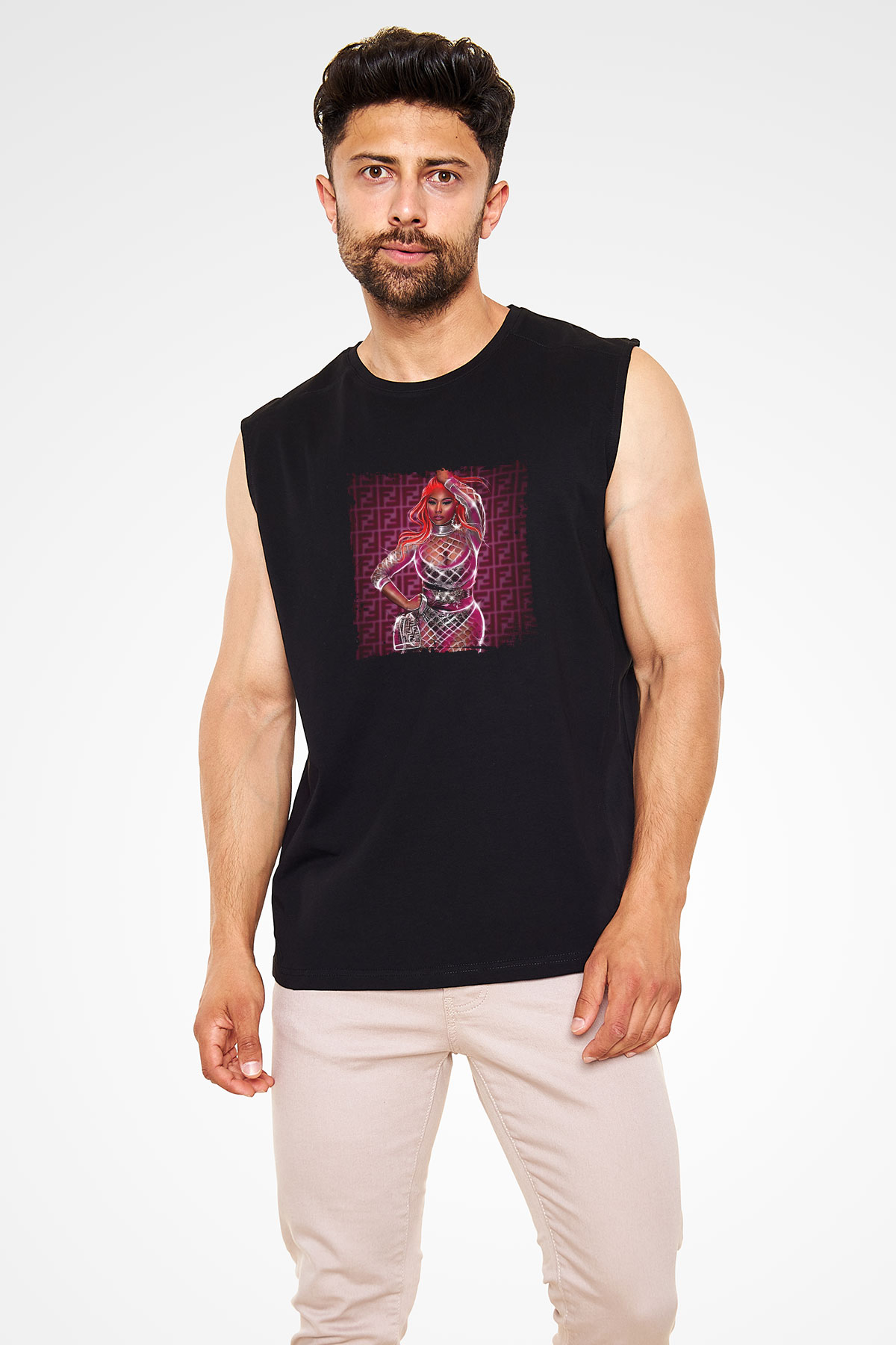 Nicki Minaj Baskılı Unisex Siyah Kolsuz Tişört