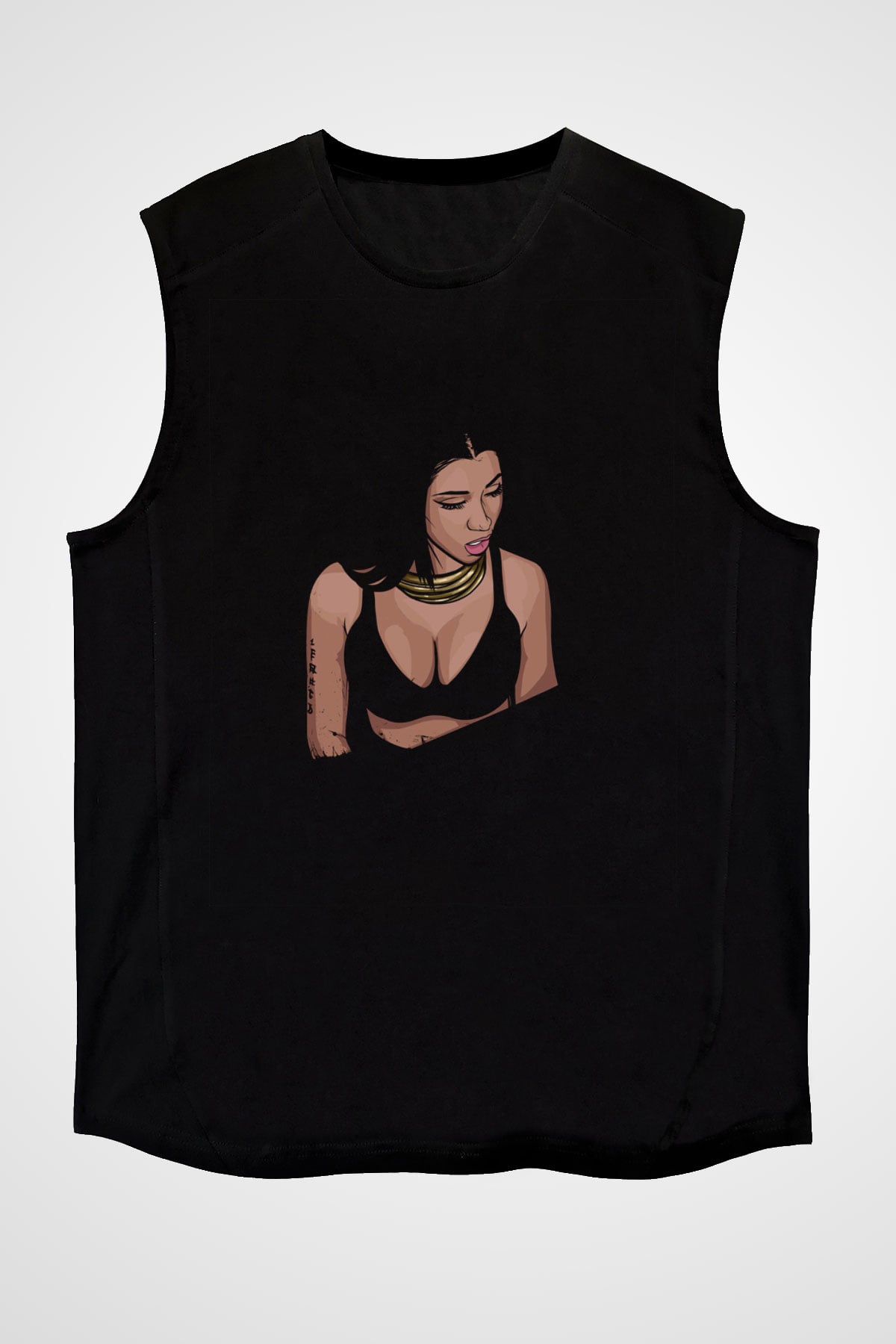Nicki Minaj Baskılı Unisex Siyah Kolsuz Tişört