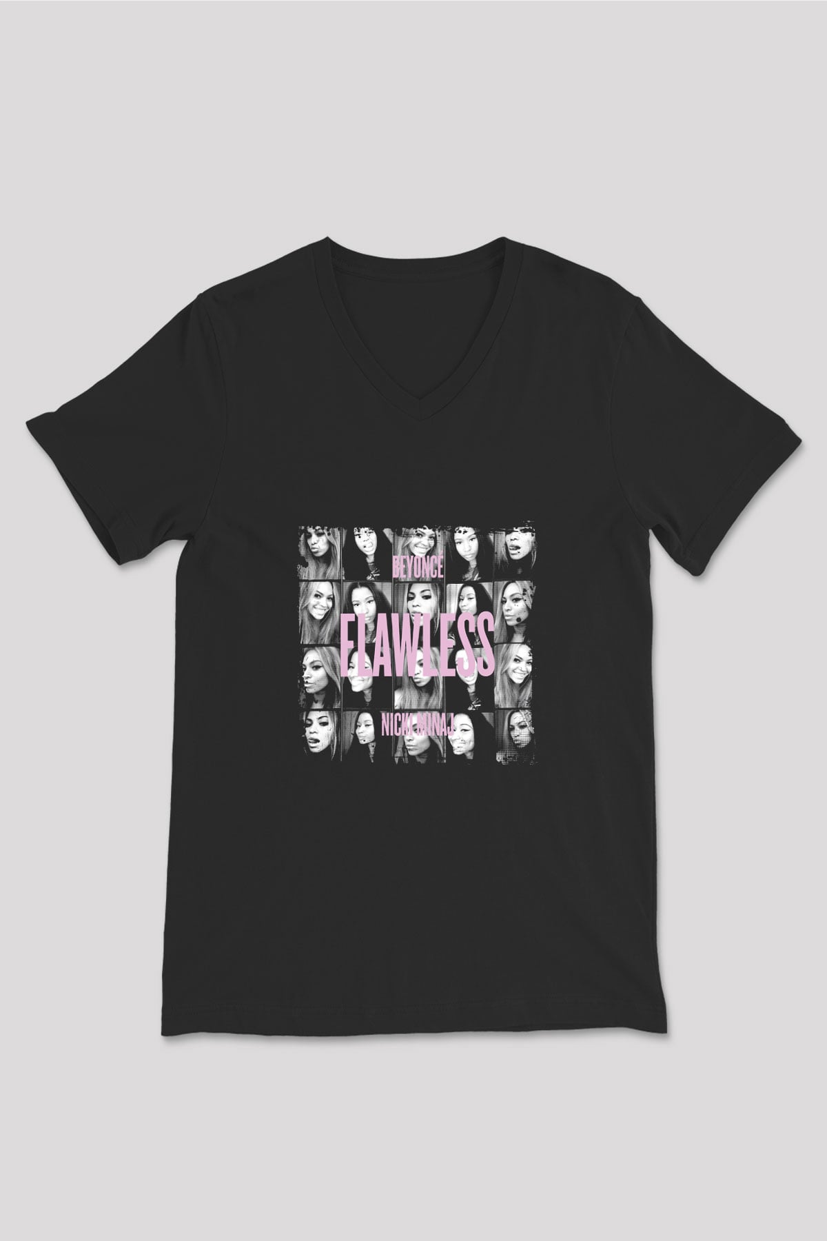 Nicki Minaj Baskılı Unisex Siyah V Yaka Tişört