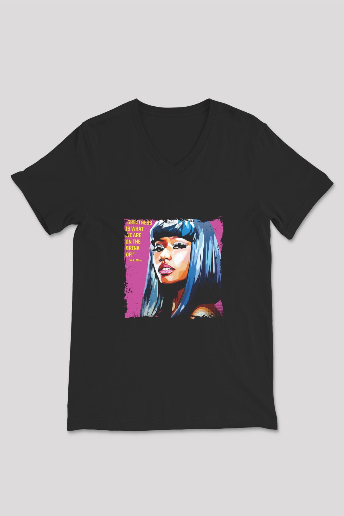Nicki Minaj Baskılı Unisex Siyah V Yaka Tişört