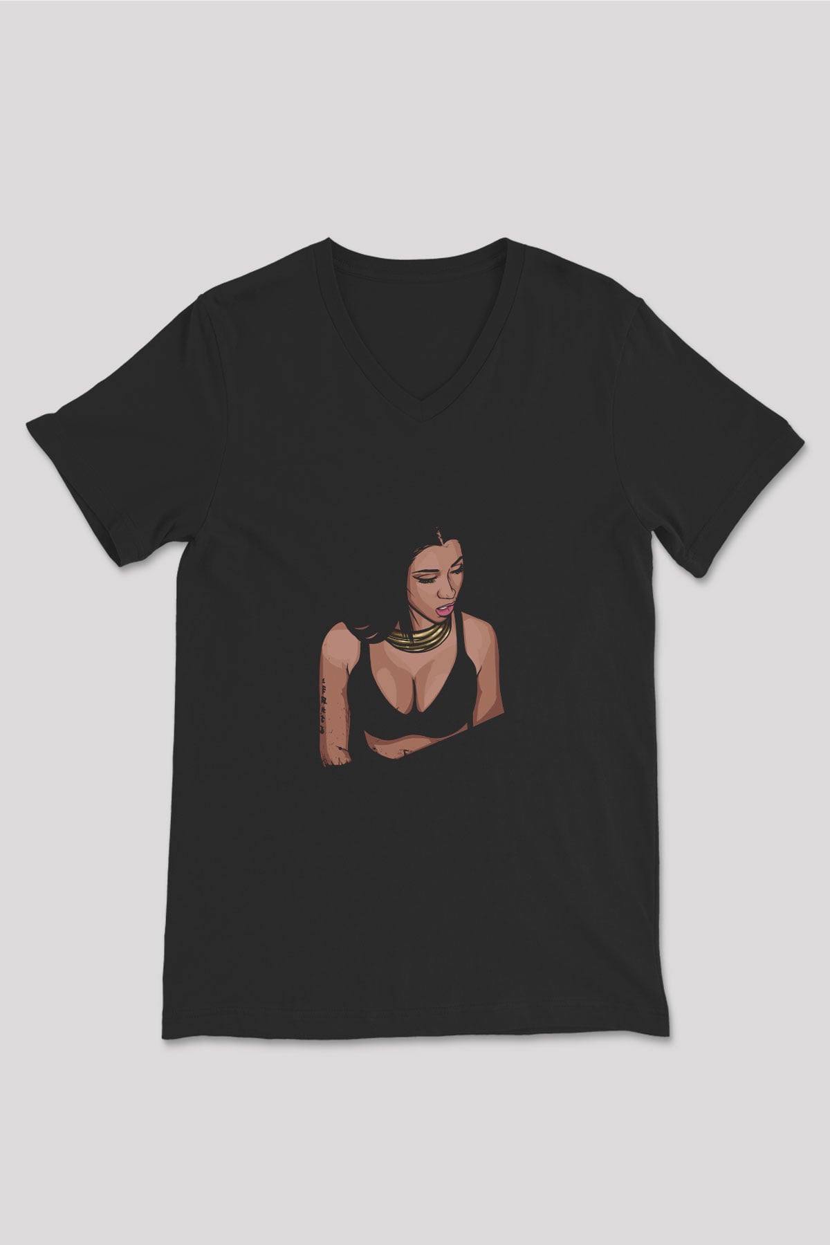 Nicki Minaj Baskılı Unisex Siyah V Yaka Tişört