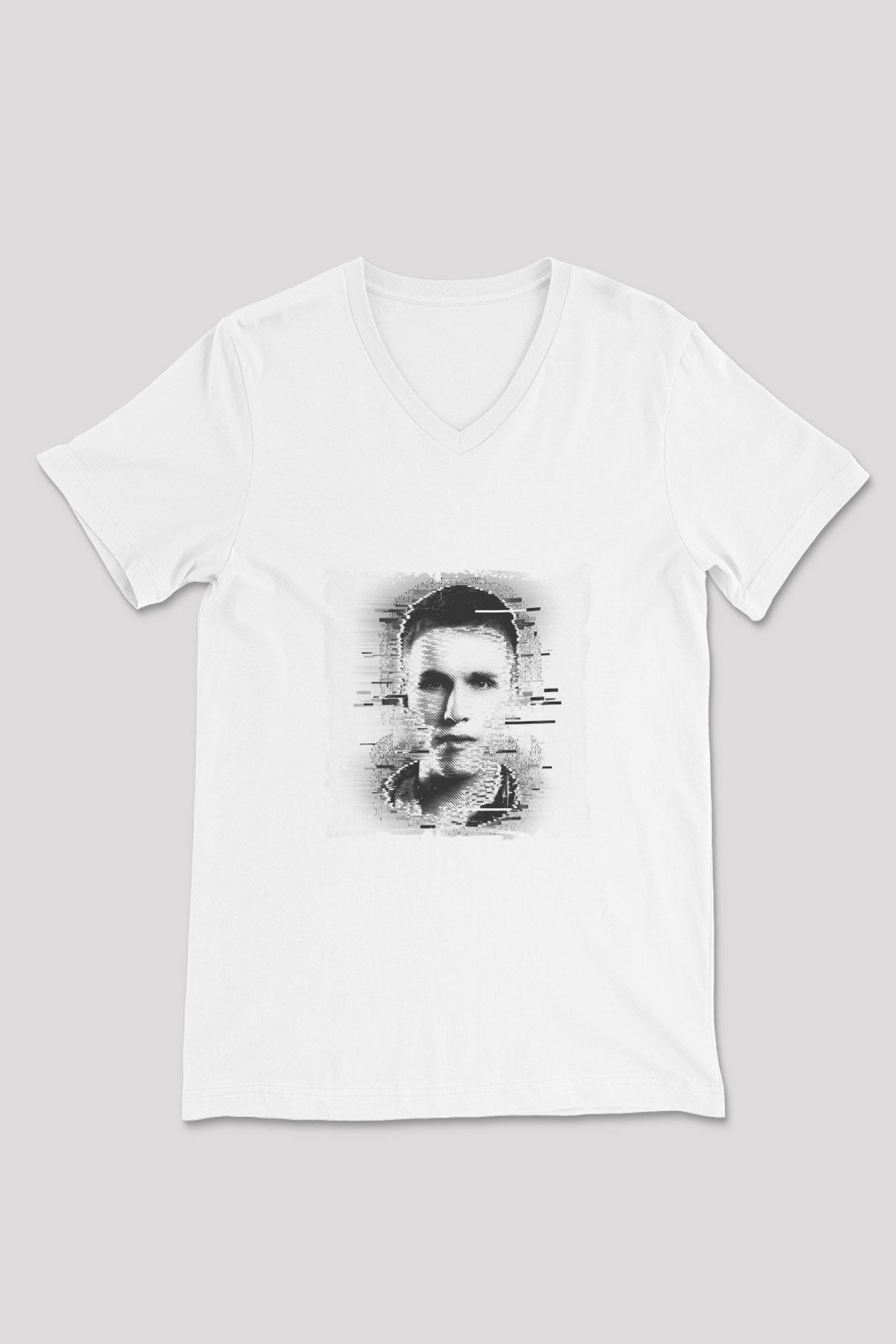 Nicky Romero Baskılı Beyaz V Yaka Unisex Tişört