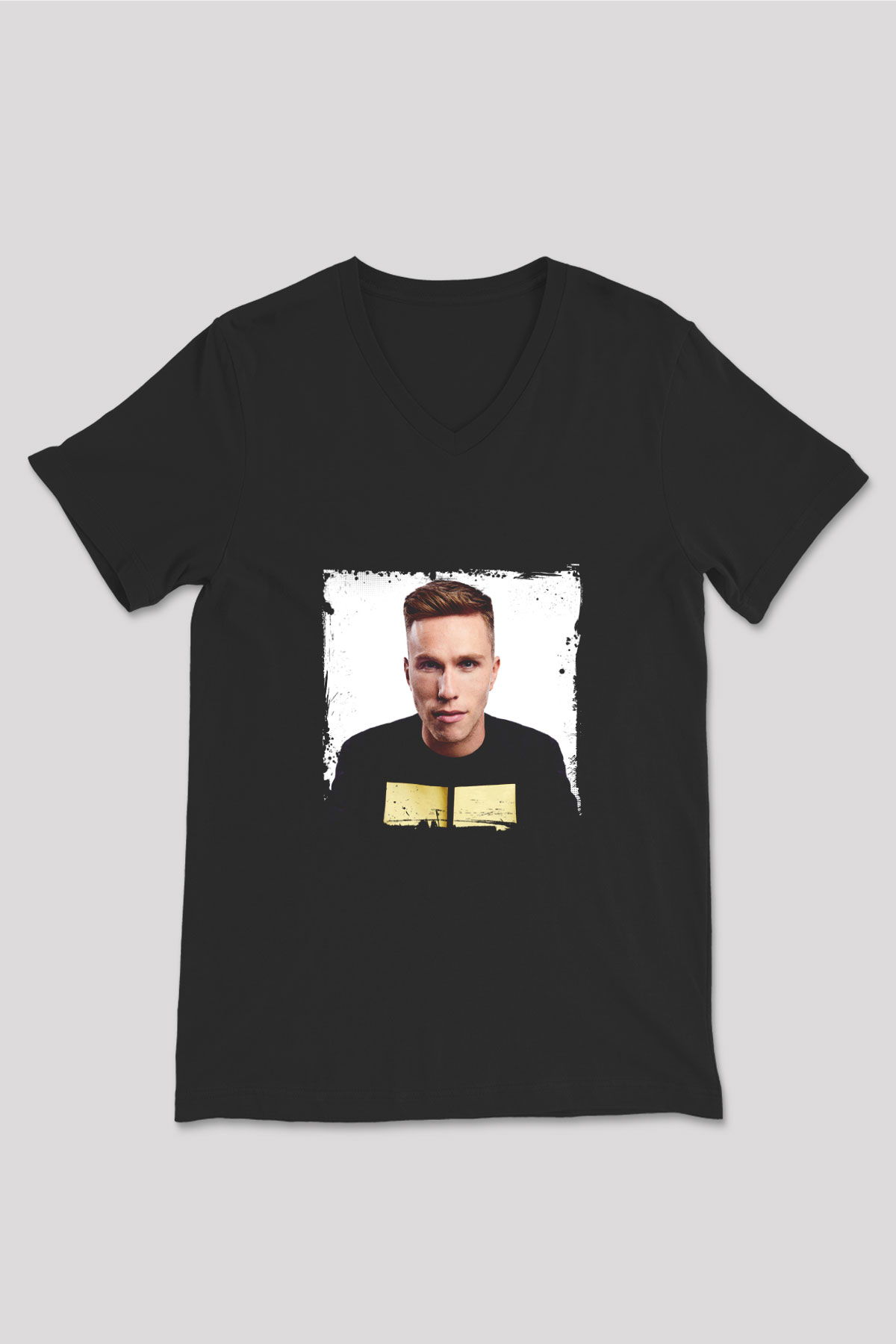 Nicky Romero Baskılı Unisex Siyah V Yaka Tişört