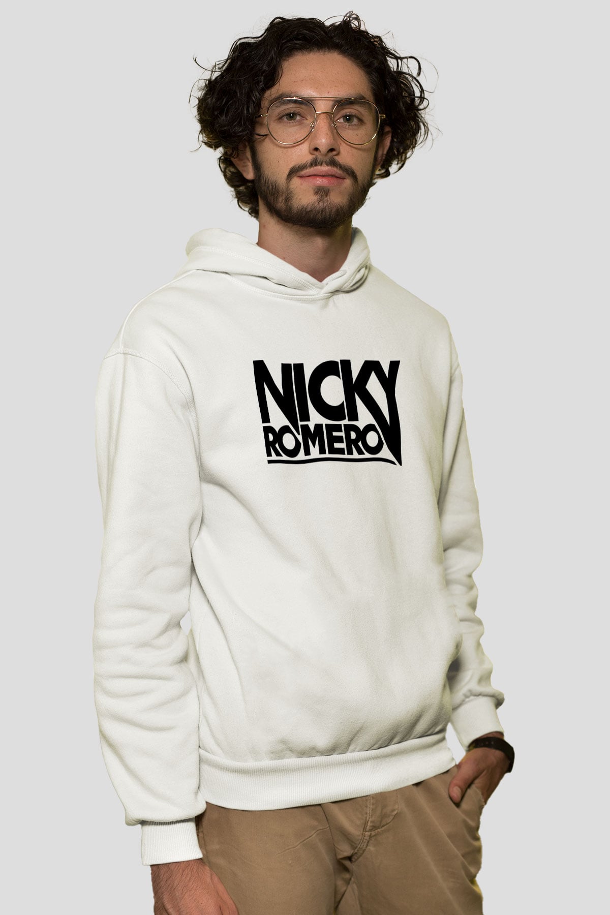 Nicky Romero Beyaz Unisex Kapüşonlu Sweatshirt