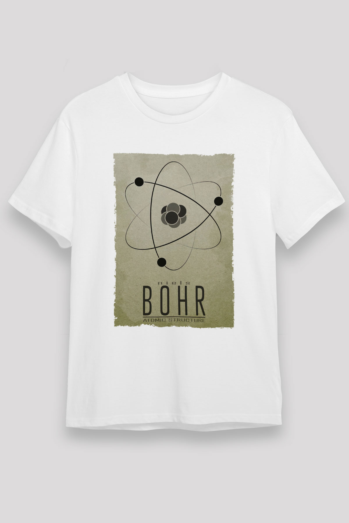 Niehls Bohr Atom Baskılı Unisex Beyaz Tişört - Tshirt