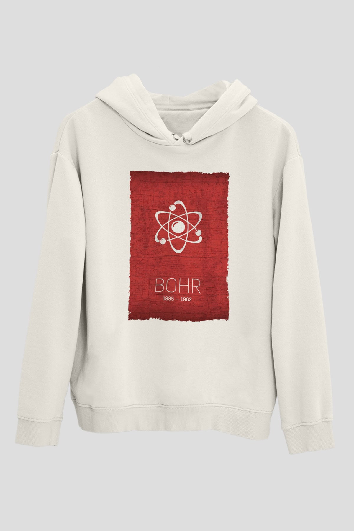Niels Bohr Atom Modeli Baskılı Unisex Ekru Hoodie