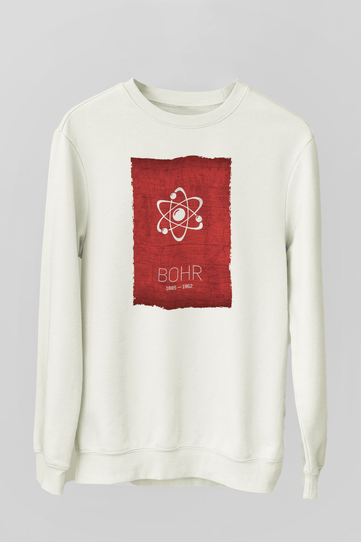 Niels Bohr Atom Modeli Baskılı Unisex Ekru Sweatshirt