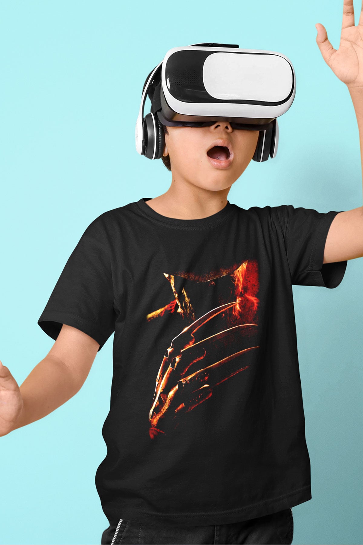 Nightmare on Elm Street Elm Sokağı Baskılı Siyah Unisex Çocuk Tişört