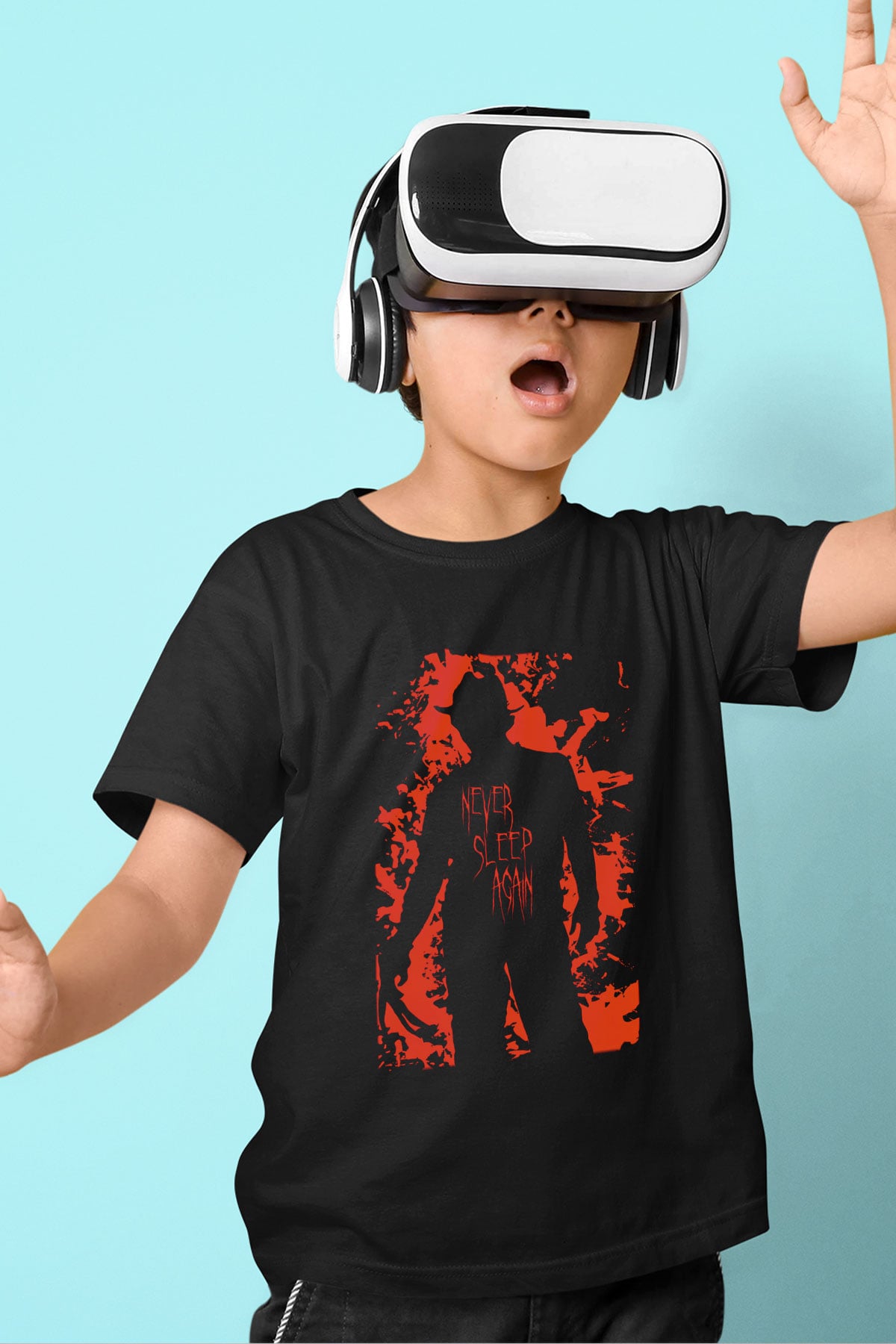 Nightmare on Elm Street Elm Sokağı Baskılı Siyah Unisex Çocuk Tişört