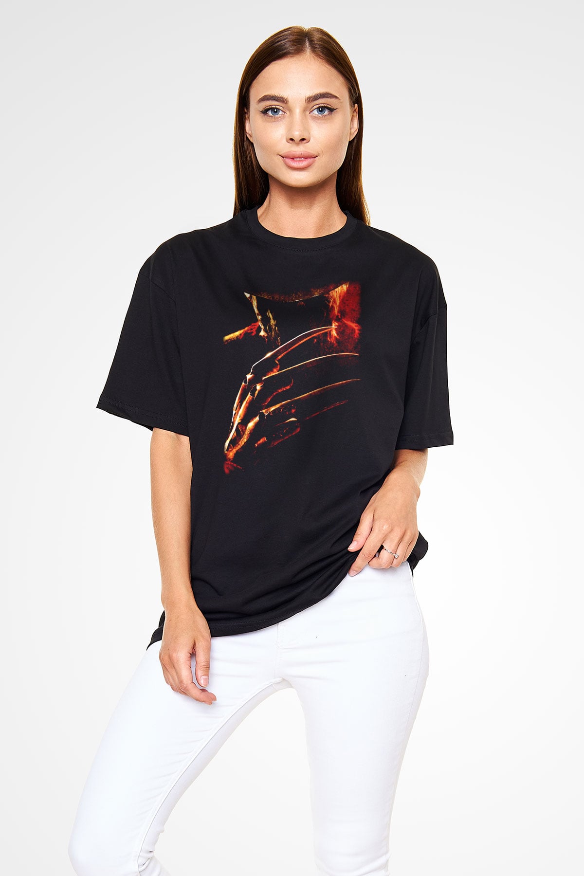 Nightmare on Elm Street Elm Sokağı Siyah Unisex Oversize Tişört