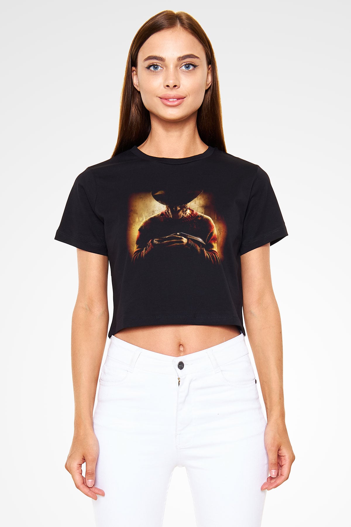 Nightmare on Elm Street Elm Sokağı Siyah Crop Top Tişört