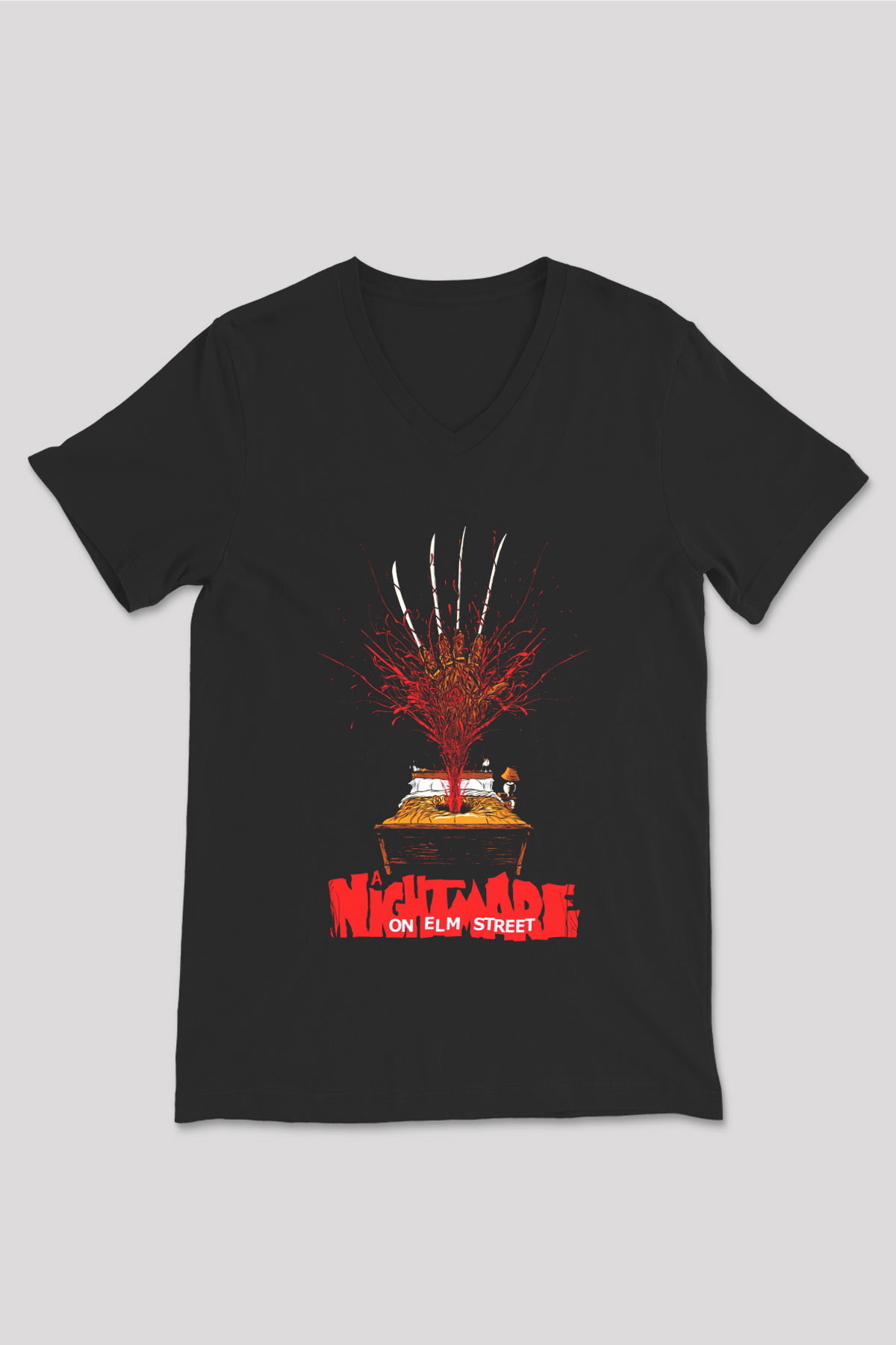 Nightmare on Elm Street Elm Sokağı Siyah Unisex V Yaka Tişört