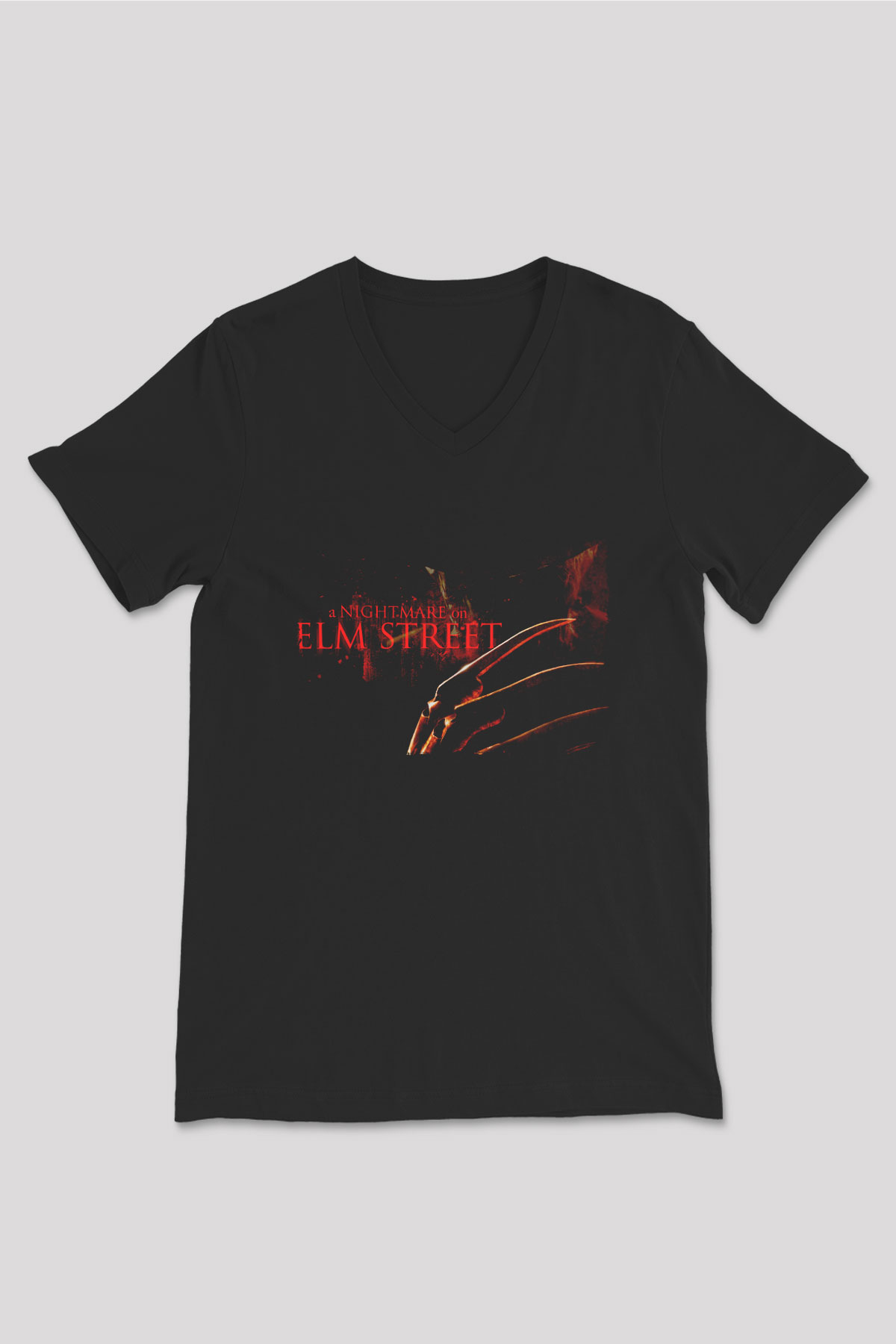Nightmare on Elm Street Elm Sokağı Siyah Unisex  V Yaka Tişört