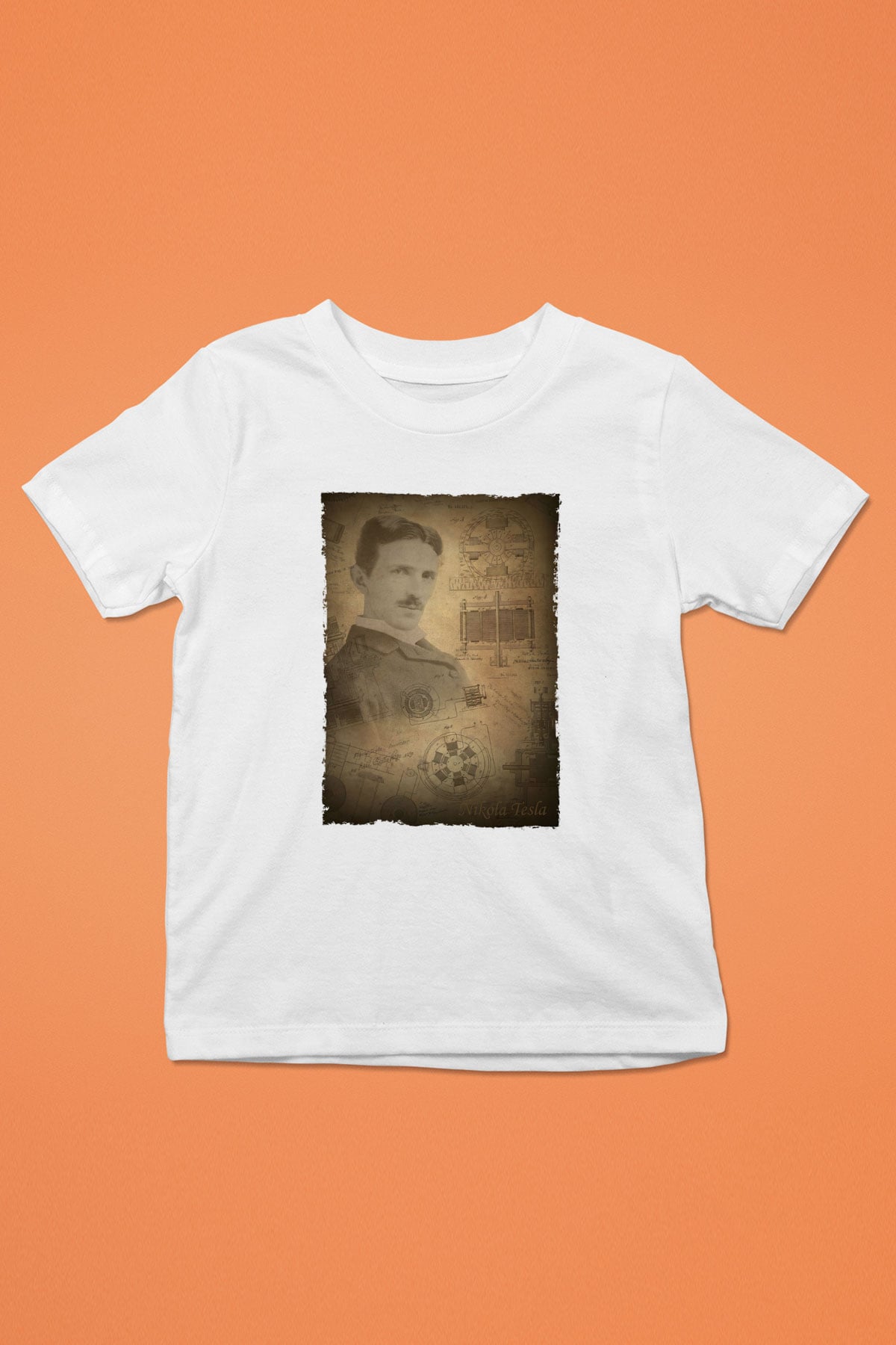 Nikola Tesla Baskılı Unisex Beyaz Çocuk Tişörtü - Tshirt
