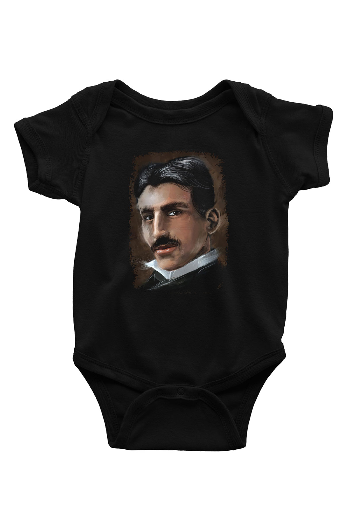 Nikola Tesla Baskılı Unisex  Siyah Bebek Body - Zıbın