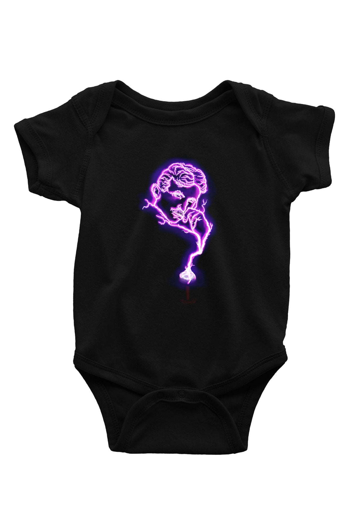 Nikola Tesla Elektrik Baskılı Unisex Siyah Bebek Body - Zıbın