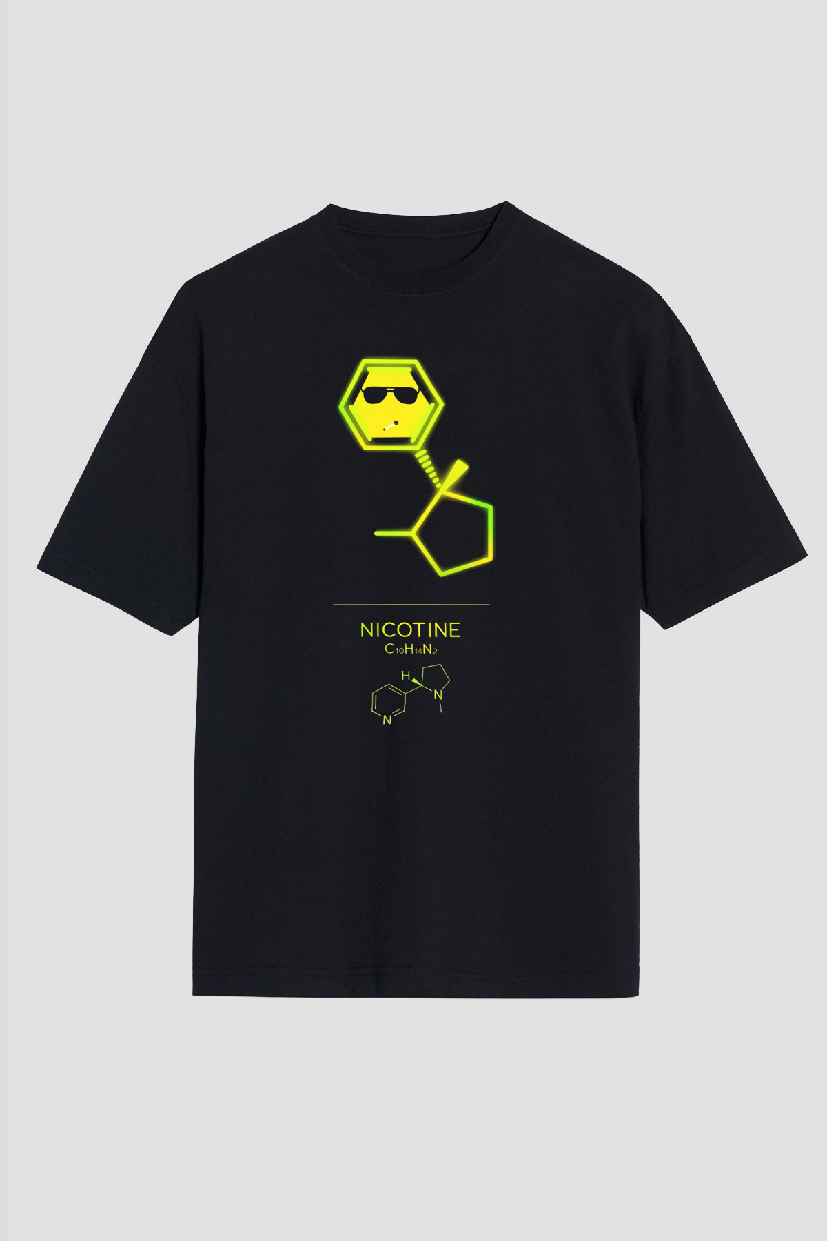 Nikotin Baskılı Unisex Oversize Tişört - Tshirt