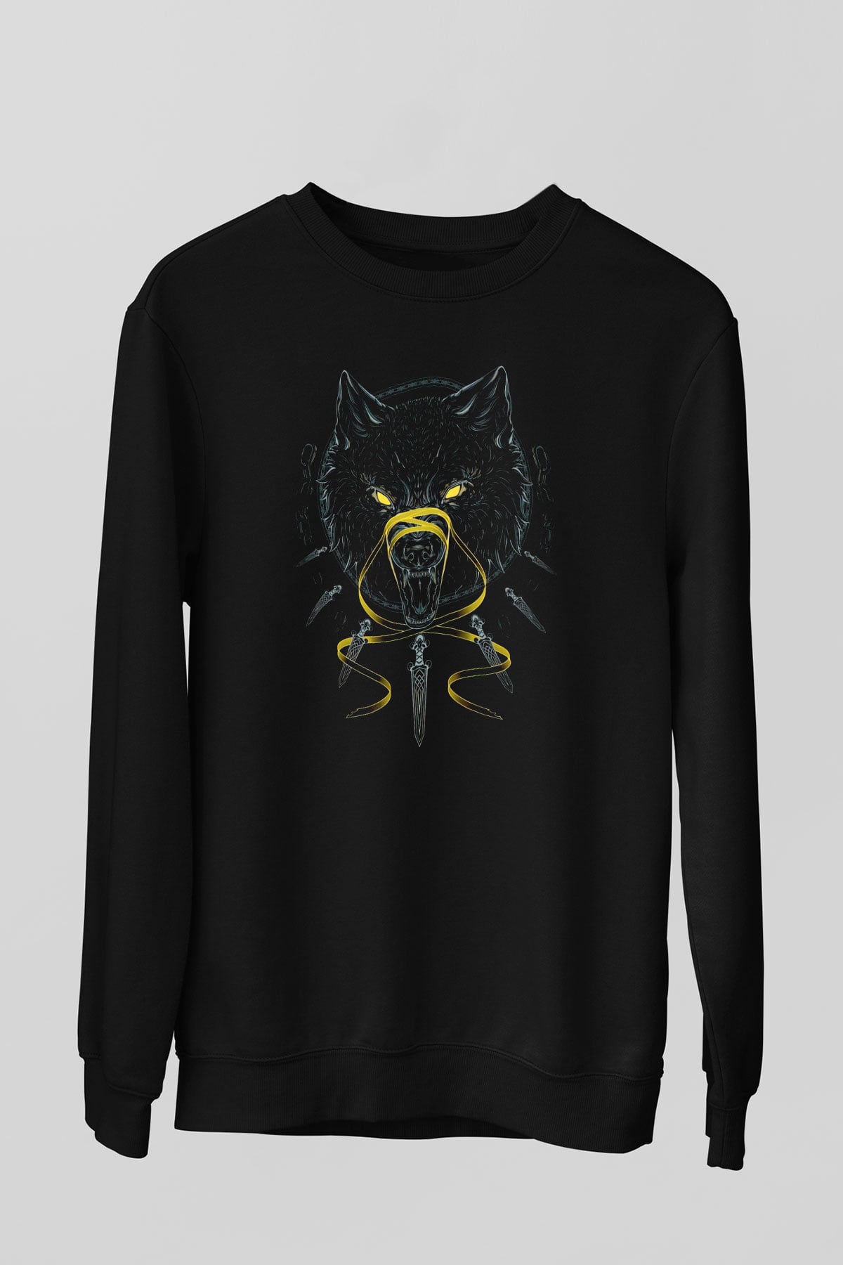 Ninja Kurt Baskılı Unisex Siyah  Sweatshirt