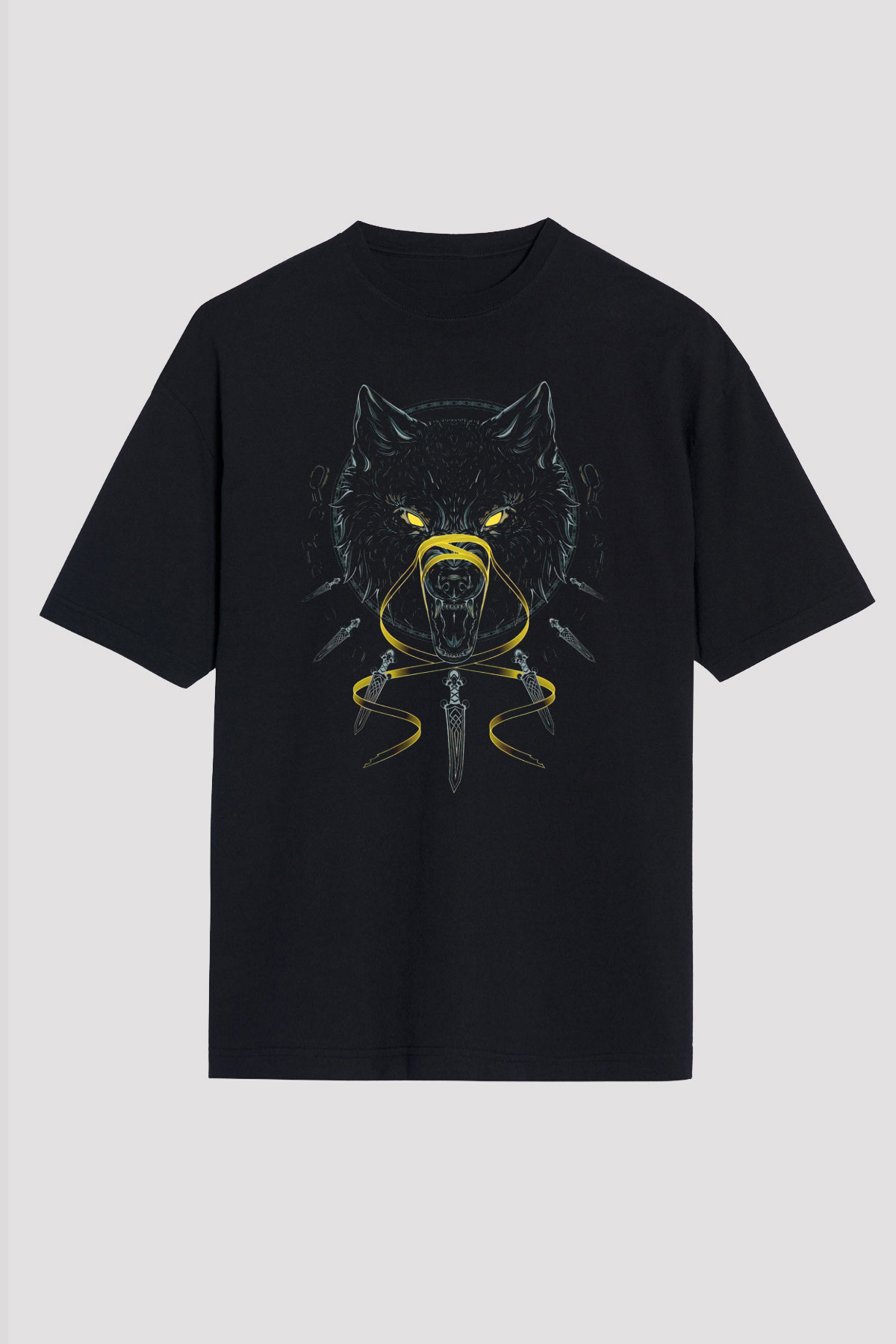 Ninja Kurt Baskılı Unisex Siyah Tişört