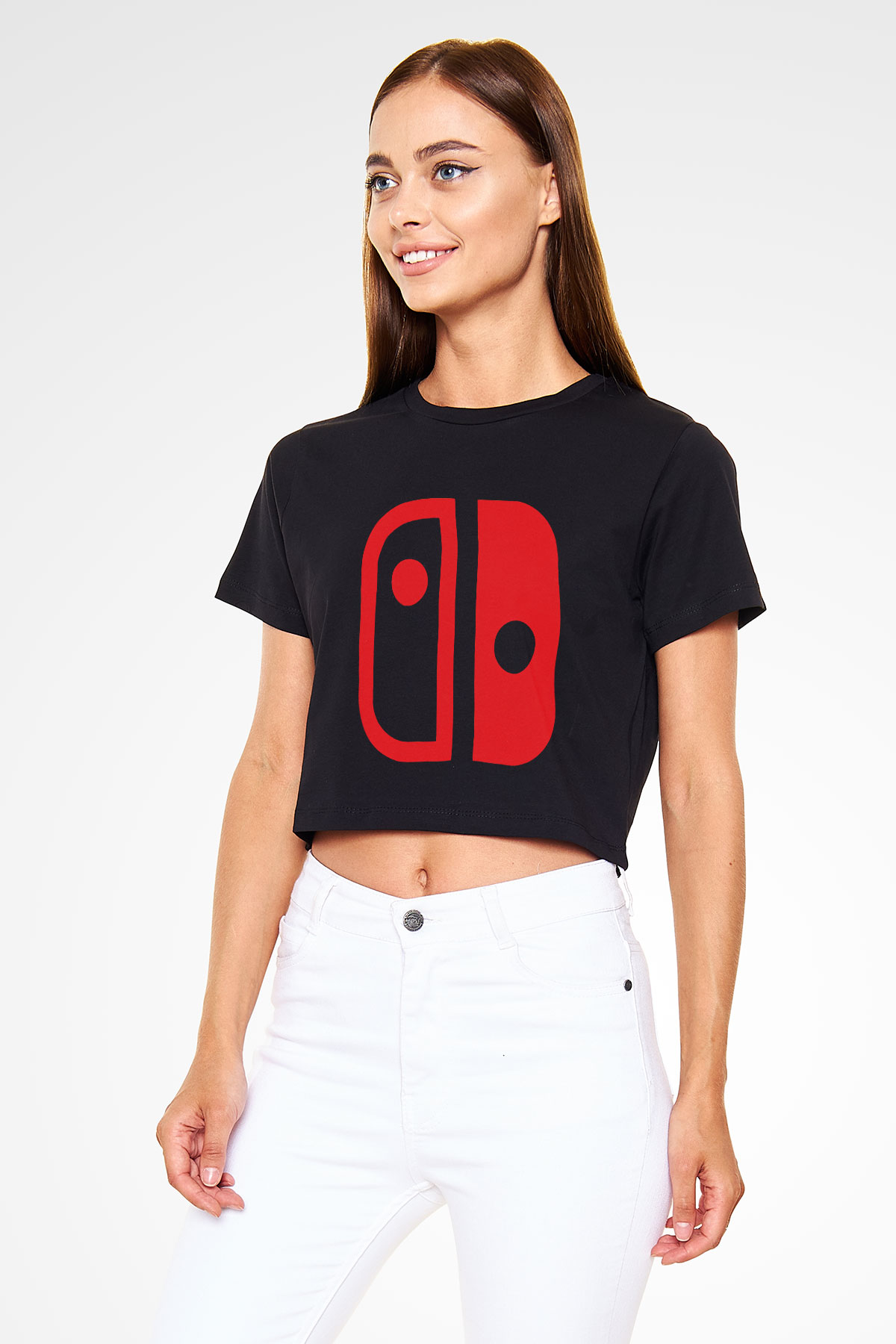 Nintendo Siyah Crop Top Tişört