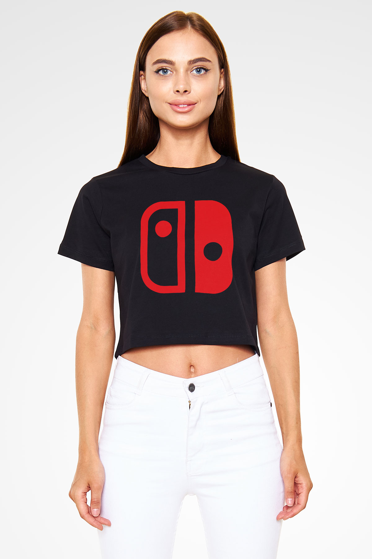 Nintendo Siyah Crop Top Tişört