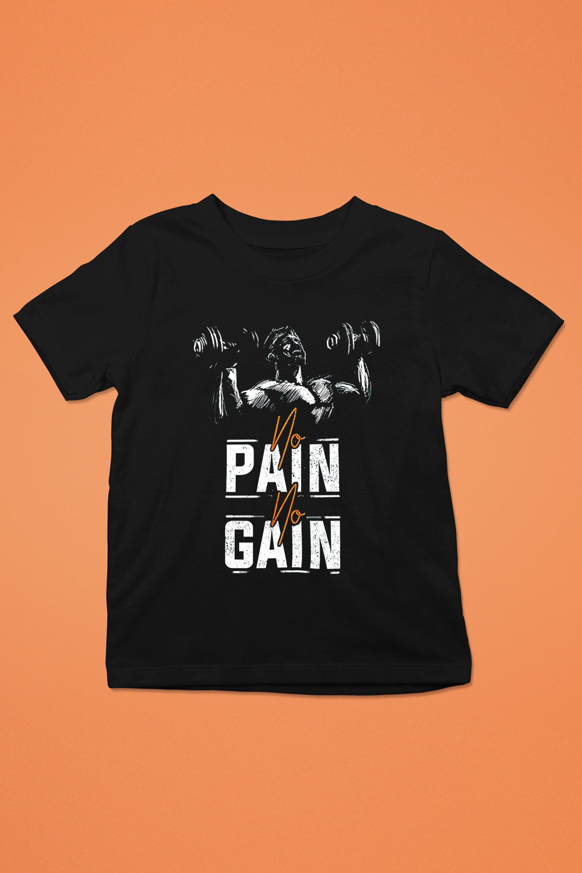 No pain No gain Baskılı Unisex Siyah  Çocuk Tişört