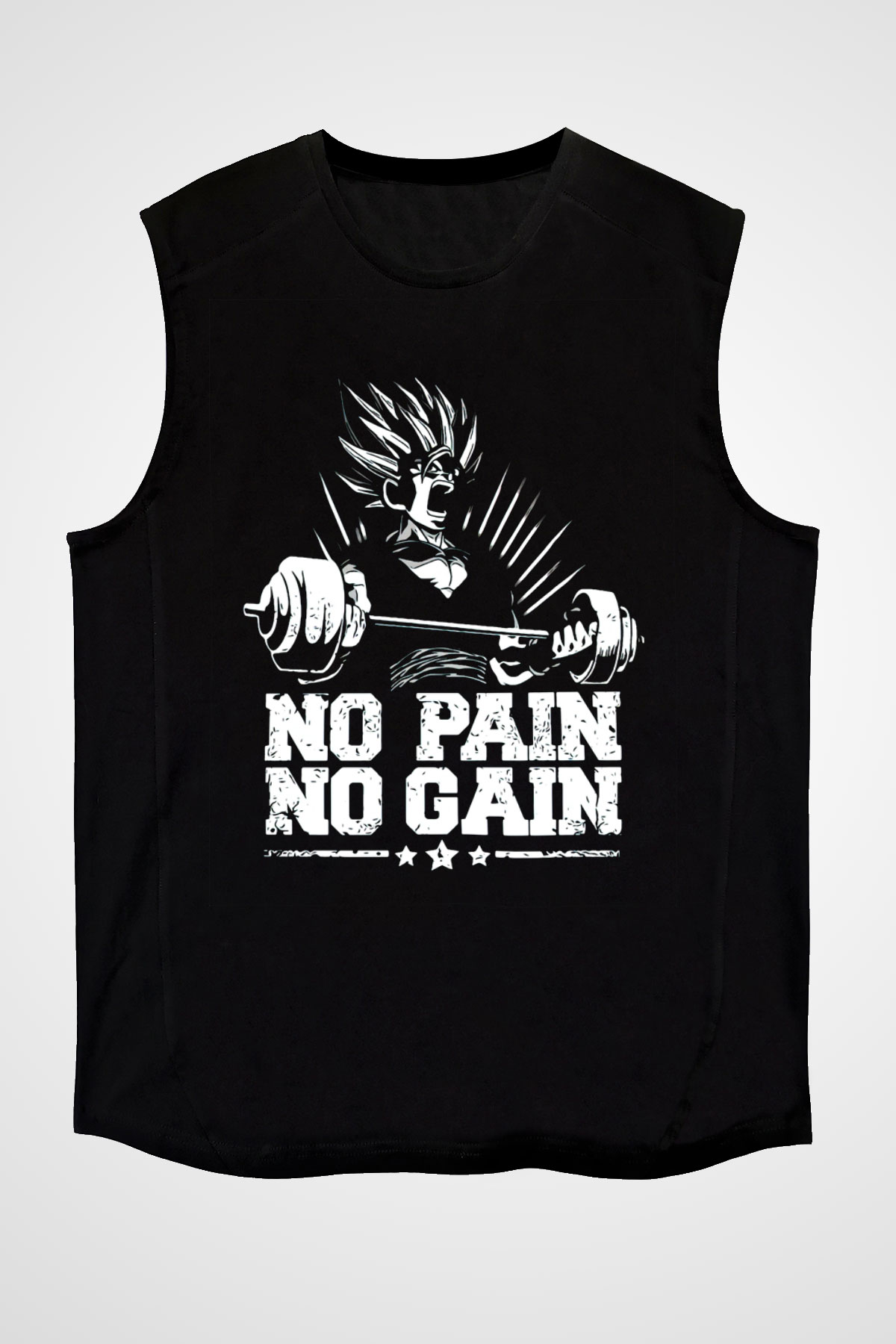 No Pain No Gain Baskılı Unisex Siyah  Kolsuz Tişört
