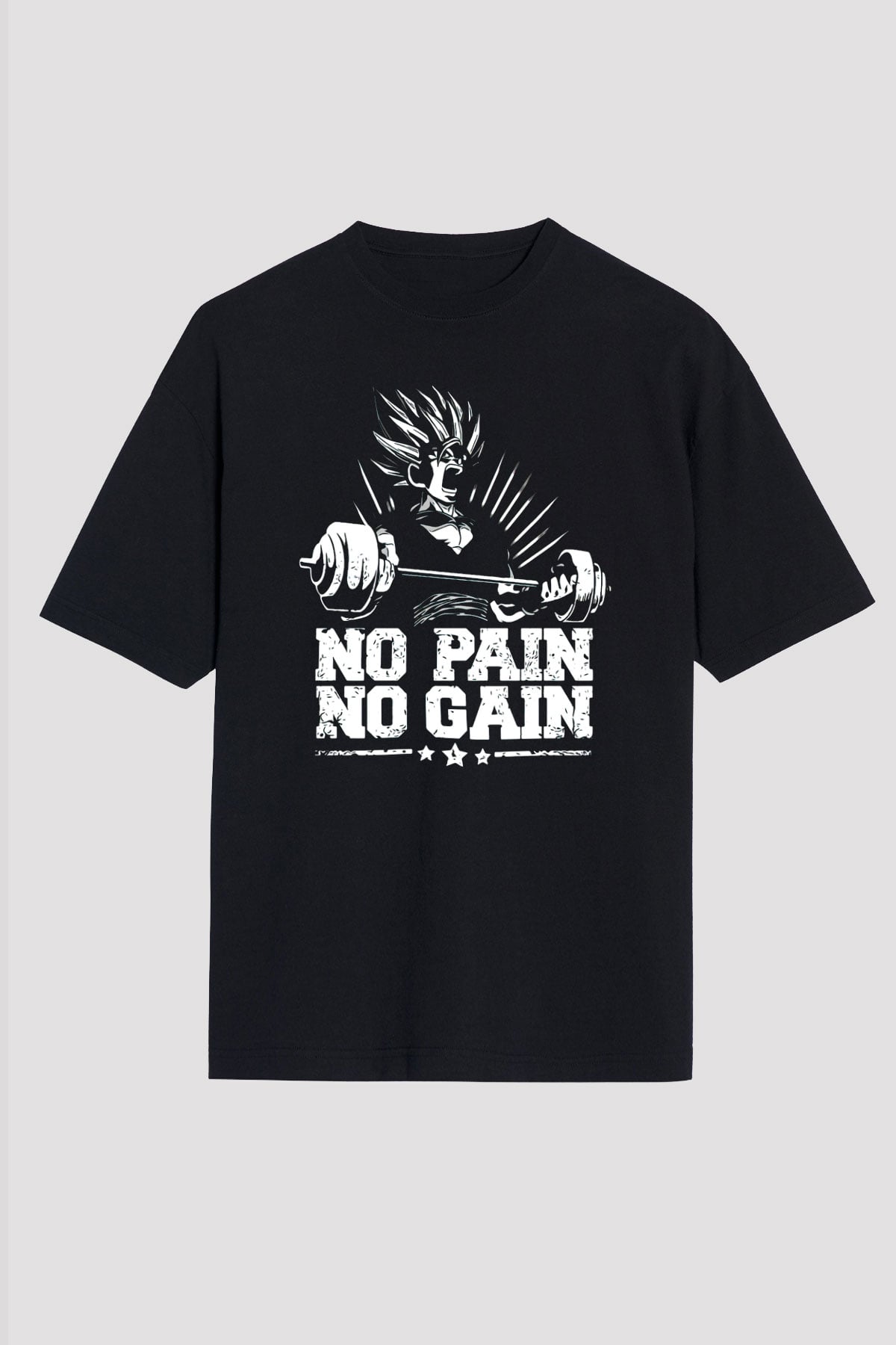 No Pain No Gain Baskılı Unisex Siyah Tişört