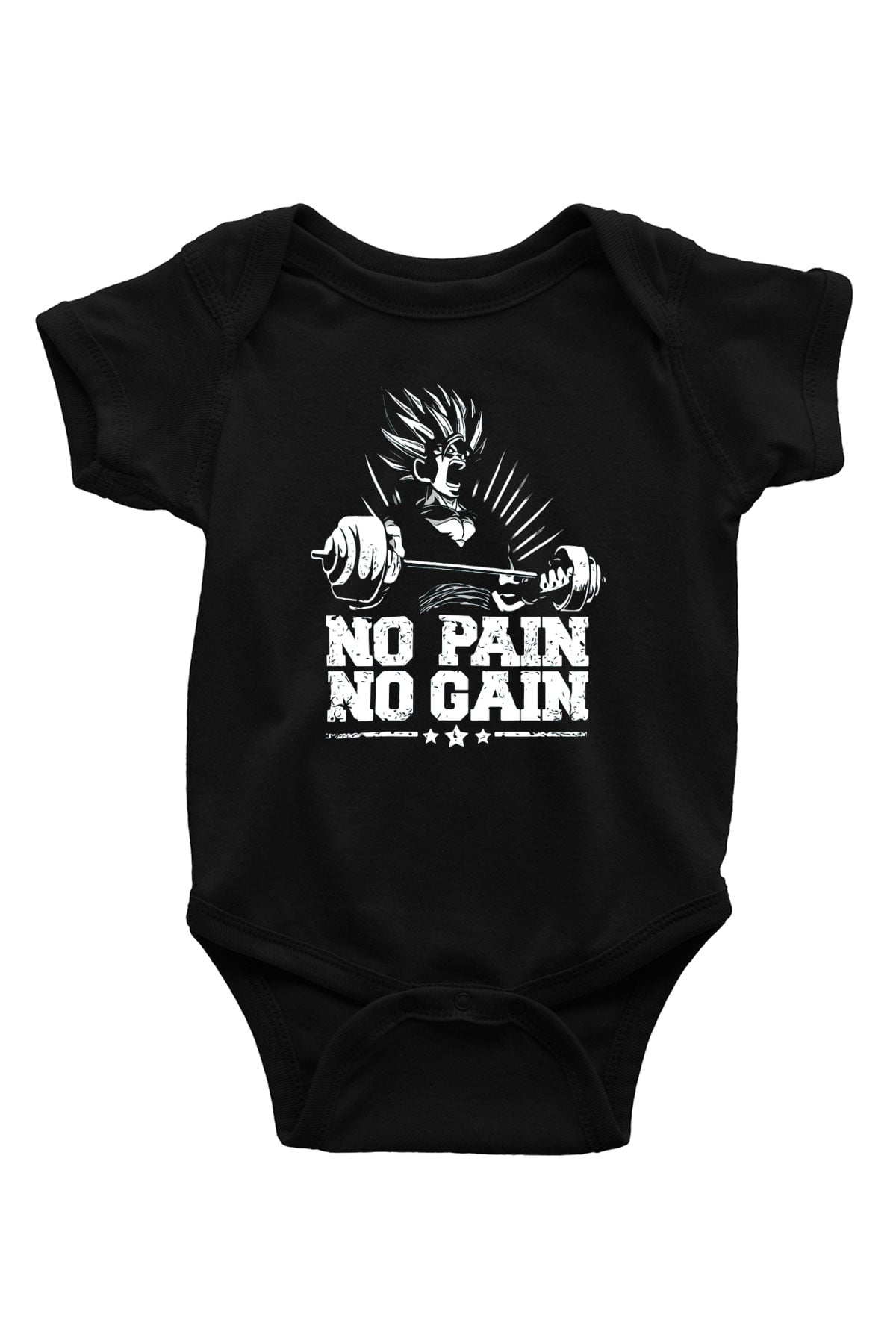 No Pain No Gain BaskılıSiyah  Bebek Body - Zıbın