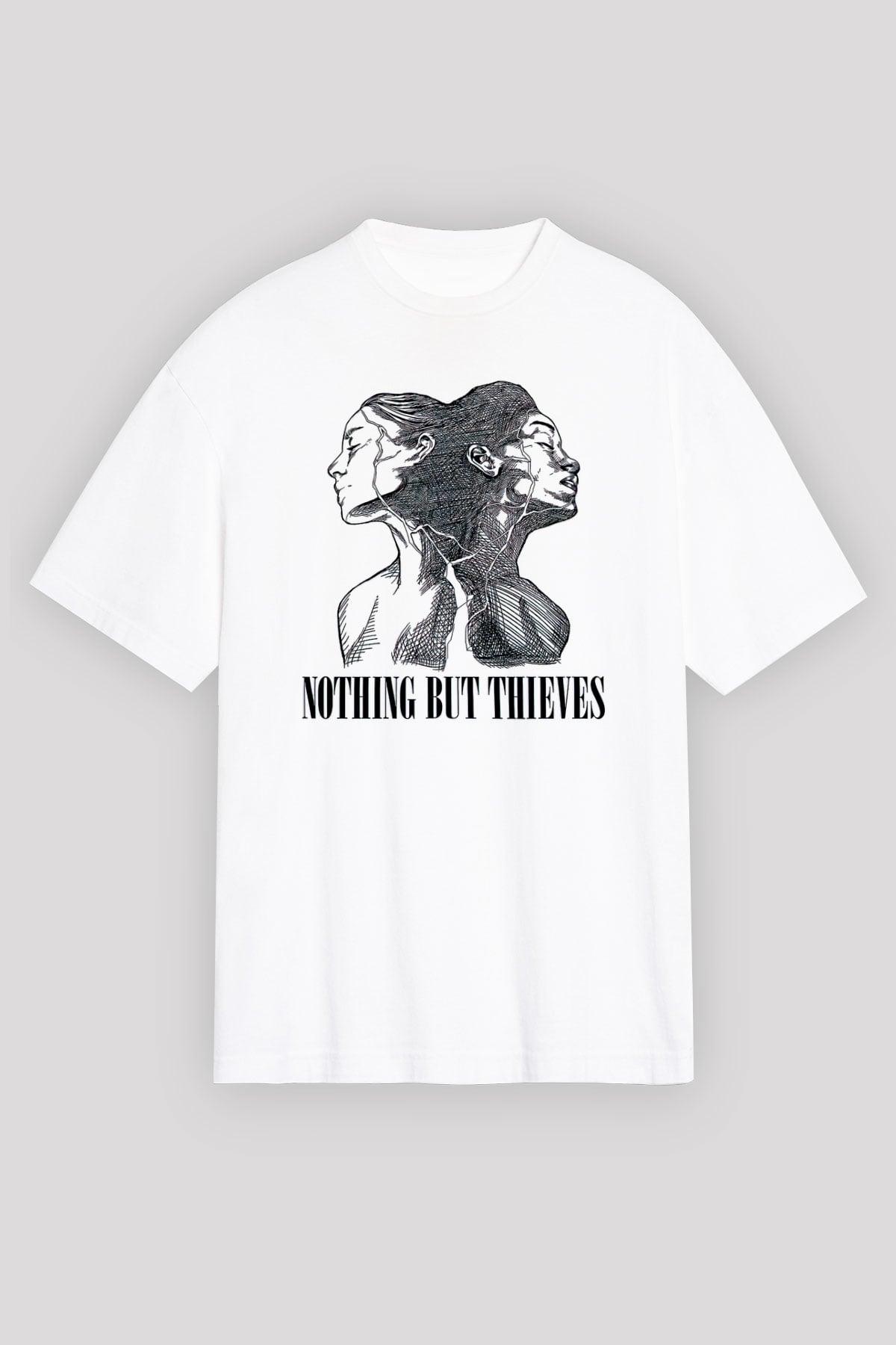 Nocturnal Depression Baskılı Beyaz Unisex Oversize Tişört - Tshirt