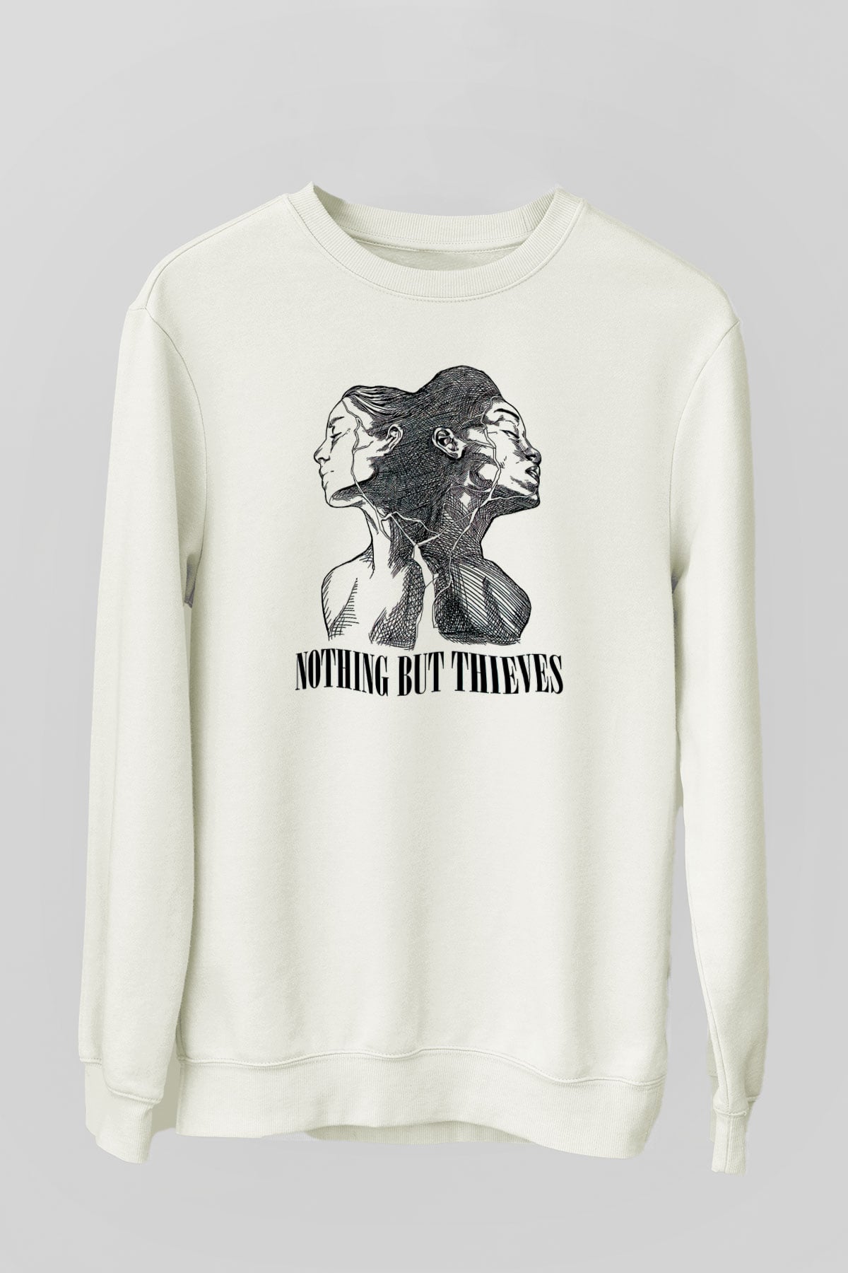 Nocturnal Depression Baskılı Beyaz Unisex Sweatshirt