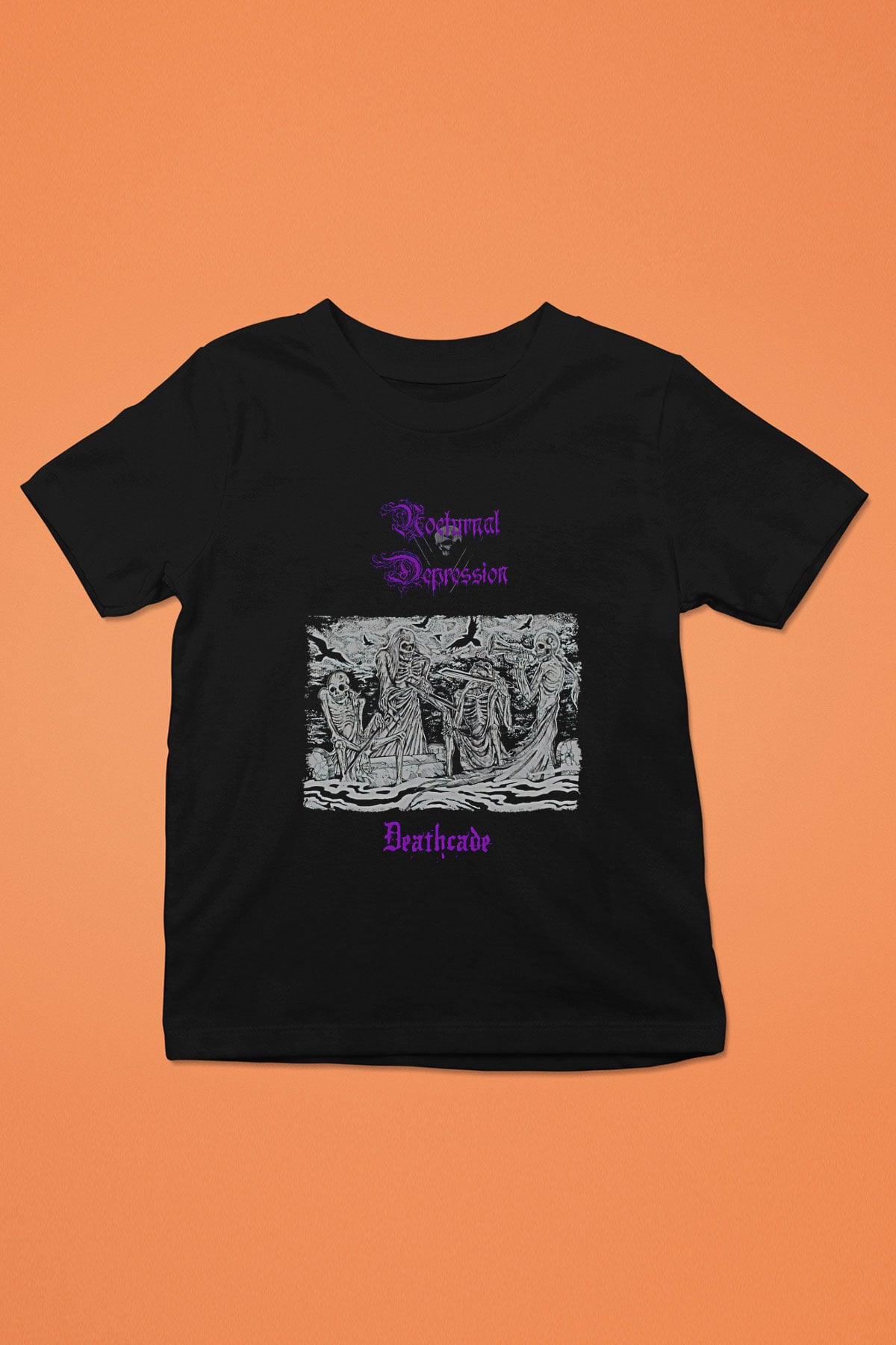 Nocturnal Depression Baskılı Unisex Siyah Çocuk Tişört - Tshirt