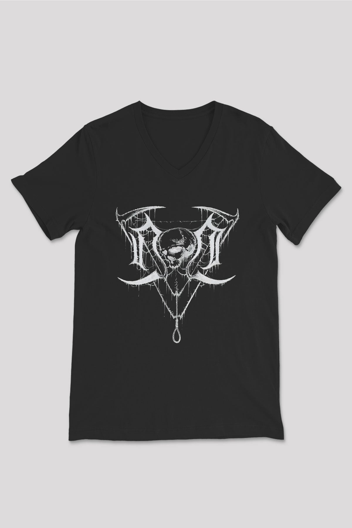 Nocturnal Depression Baskılı Unisex Siyah V Yaka Tişört - Tshirt