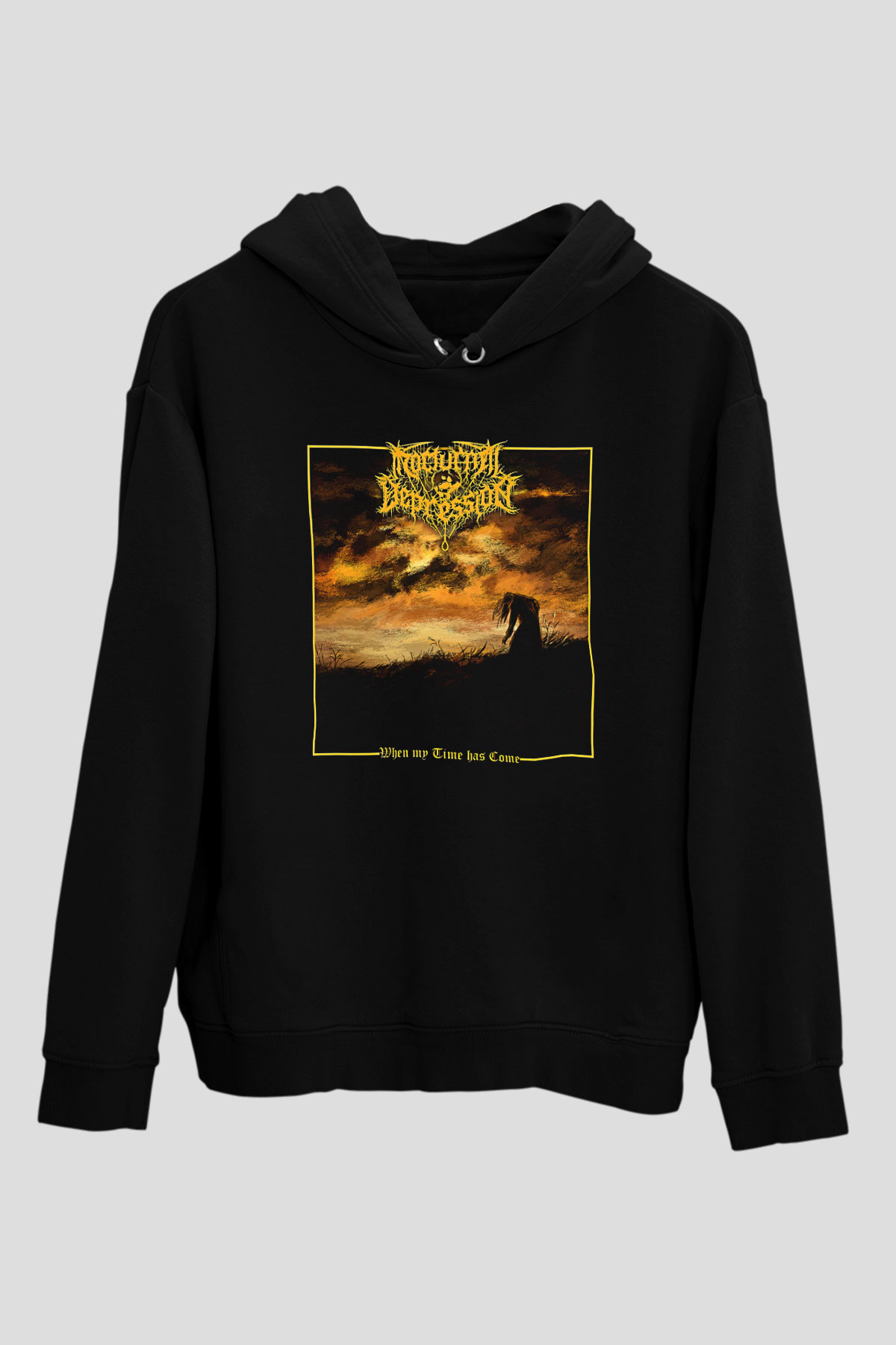 Nocturnal Depression Baskılı Unisex Siyah Kapüşonlu Sweatshirt