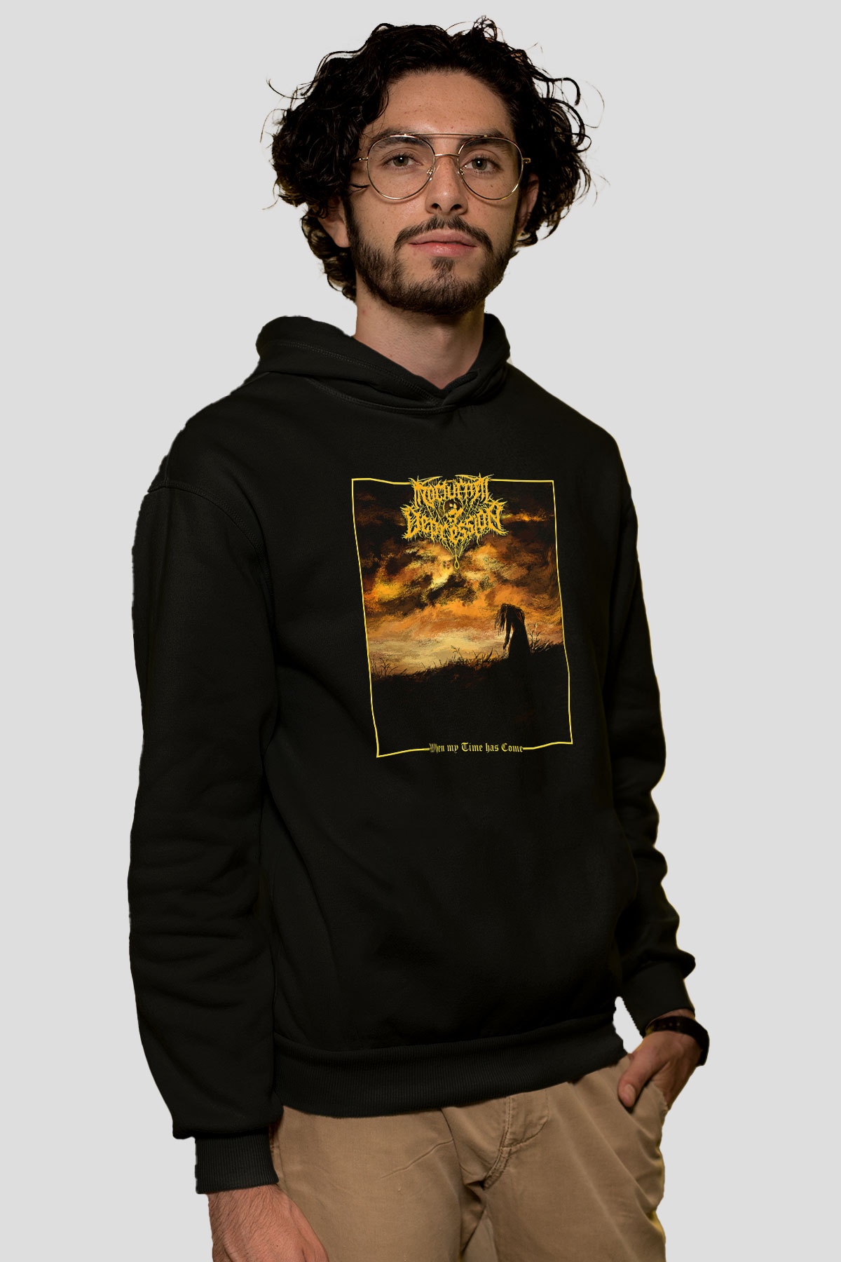Nocturnal Depression Baskılı Unisex Siyah Kapüşonlu Sweatshirt