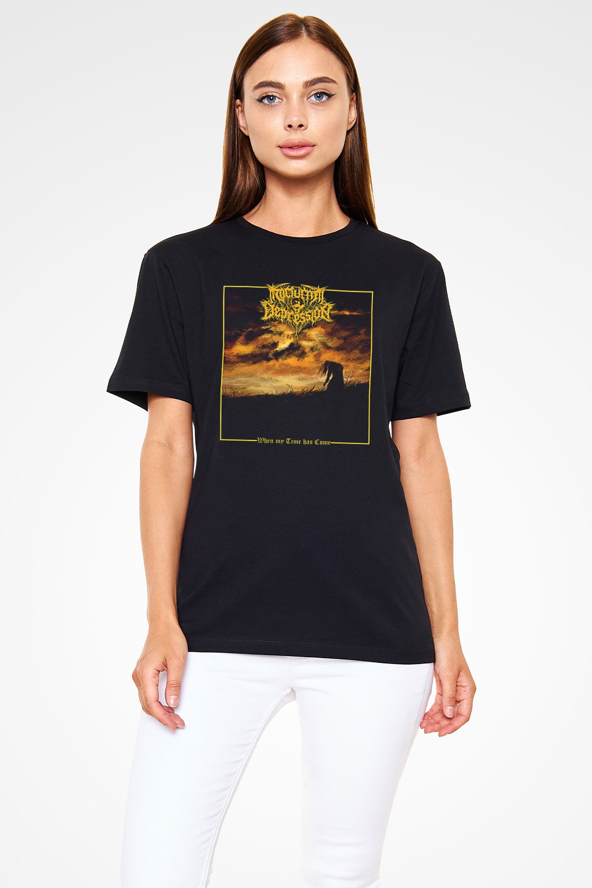 Nocturnal Depression Baskılı Unisex Siyah Tişört - Tshirt