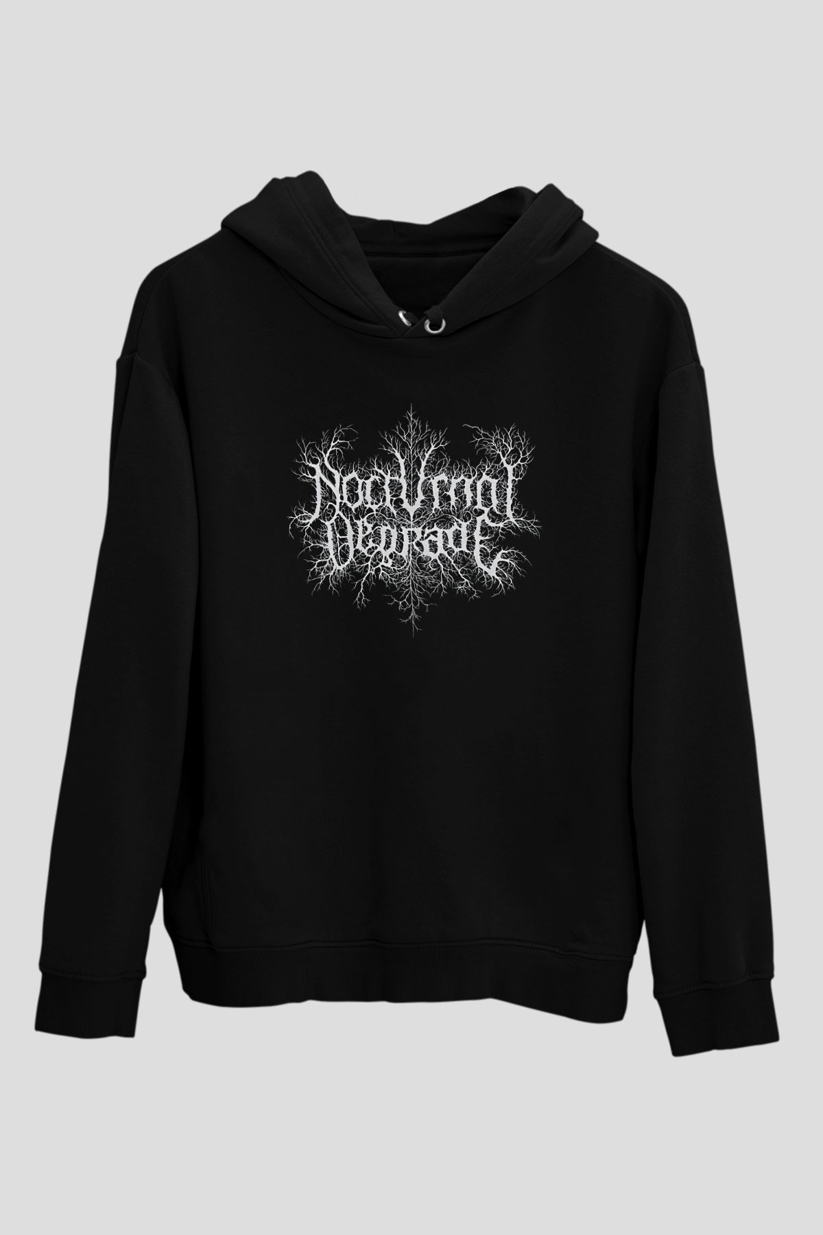 Nocturnal Depression Baskılı Unisex Siyah Kapüşonlu Sweatshirt